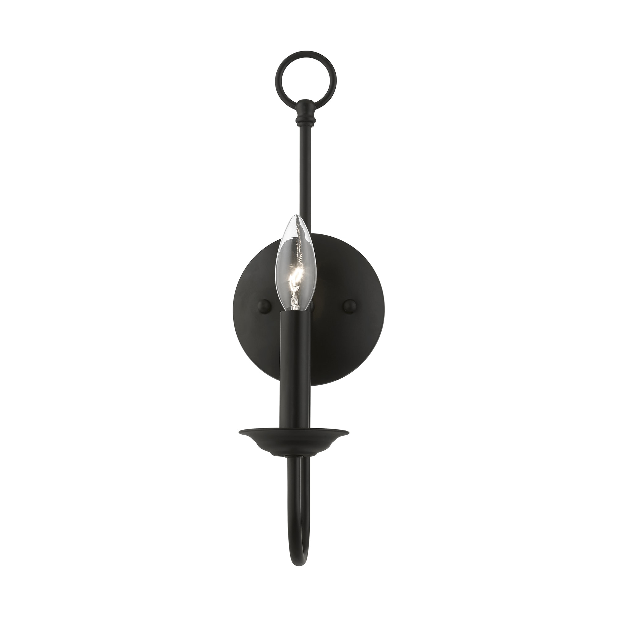 Estate Classical Black Steel Wall Sconce - 16" Height