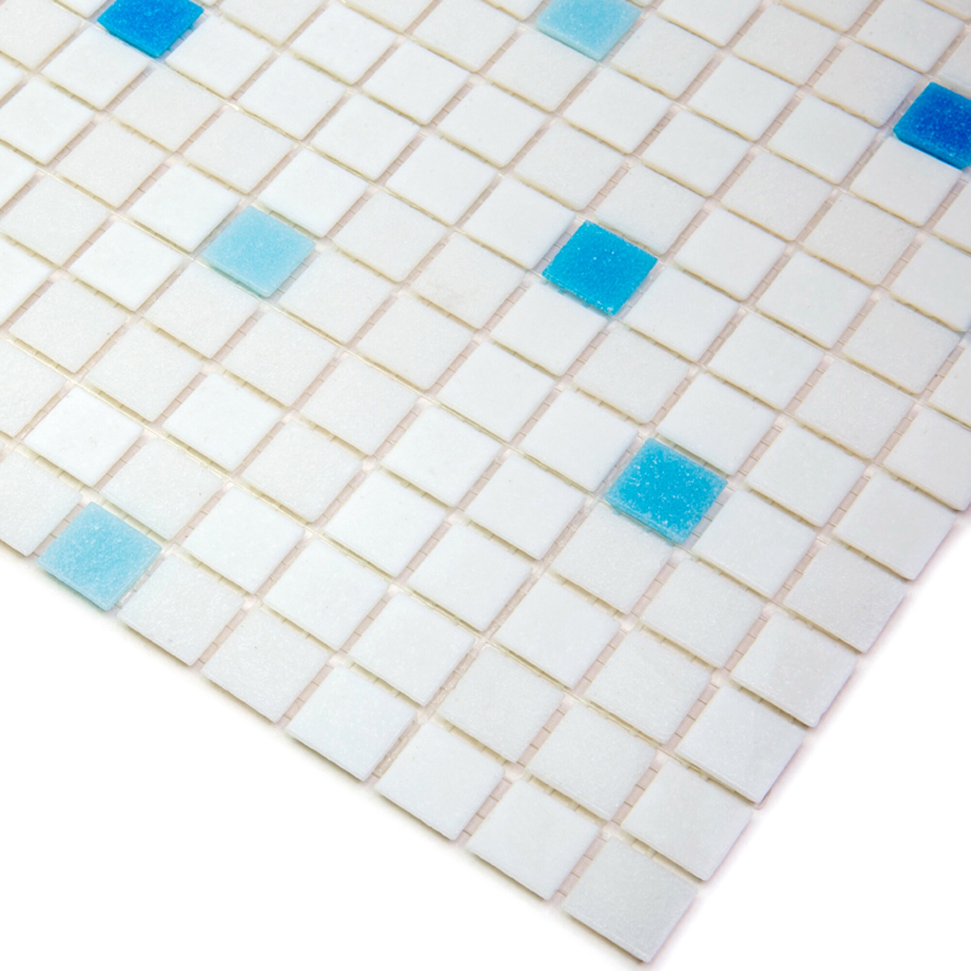 Mingles 12" x 12" Glossy Blue and White Glass Mosaic Tile