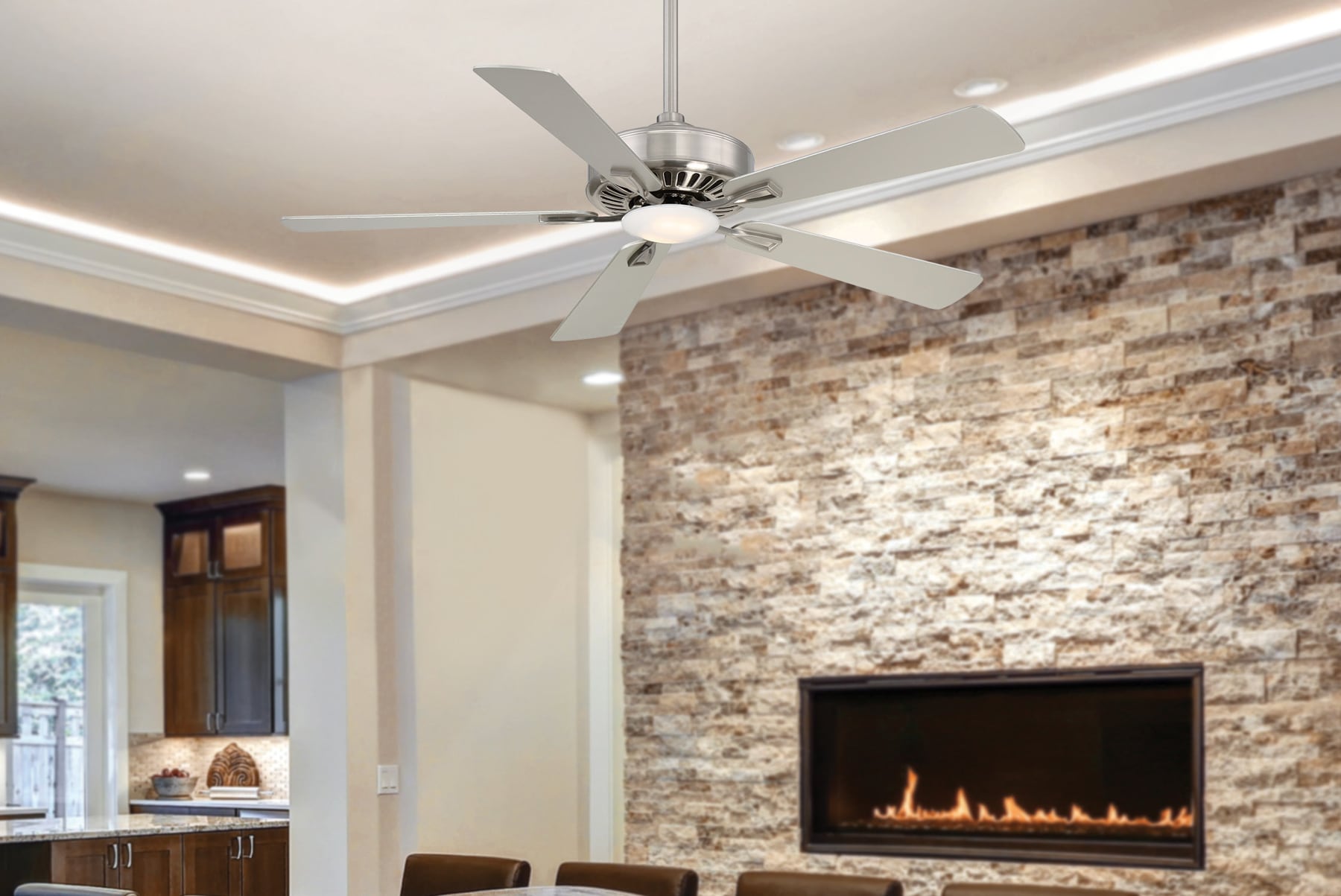 52'' Brushed Nickel LED Ceiling Fan with Remote and Light