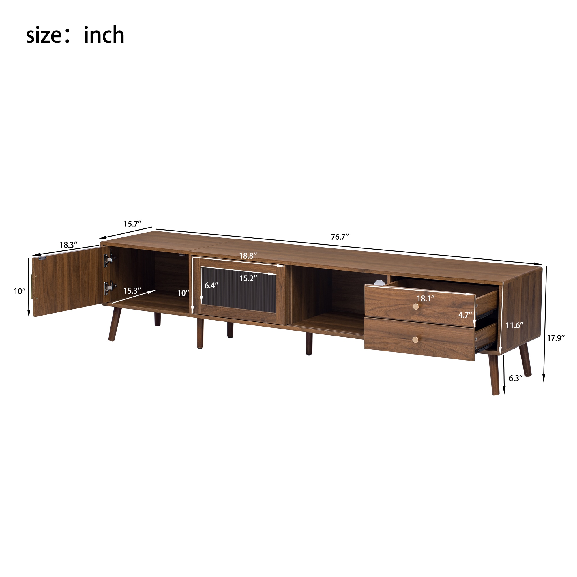 GDFStudio 76 Inch Modern Minimal Glass-Doors TV Stand for TVs up to 85 ...