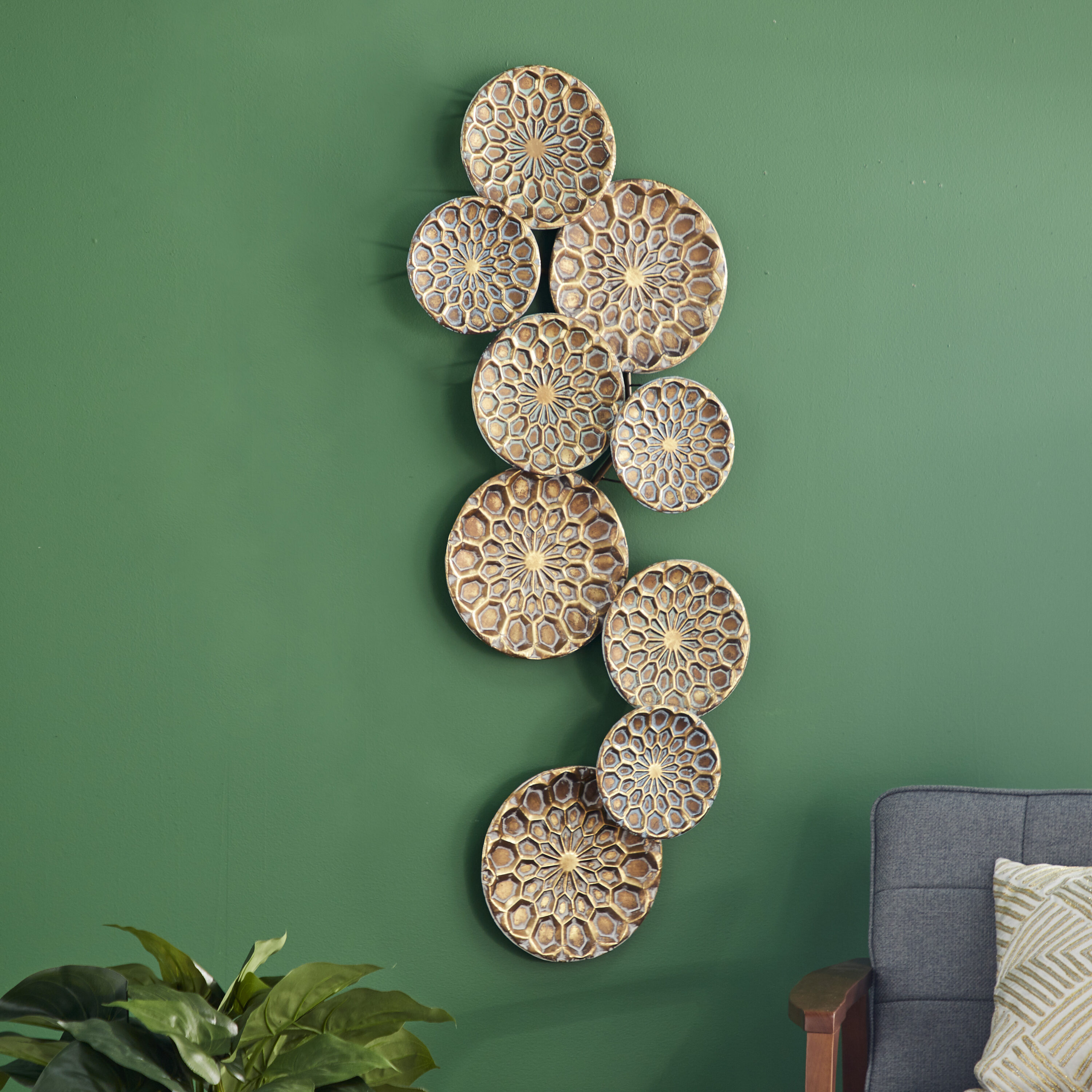 Grayson Lane 44490 3.38-in W x 50.0-in H Metal Plate with Embossed Design Abstract Wall sculpture
