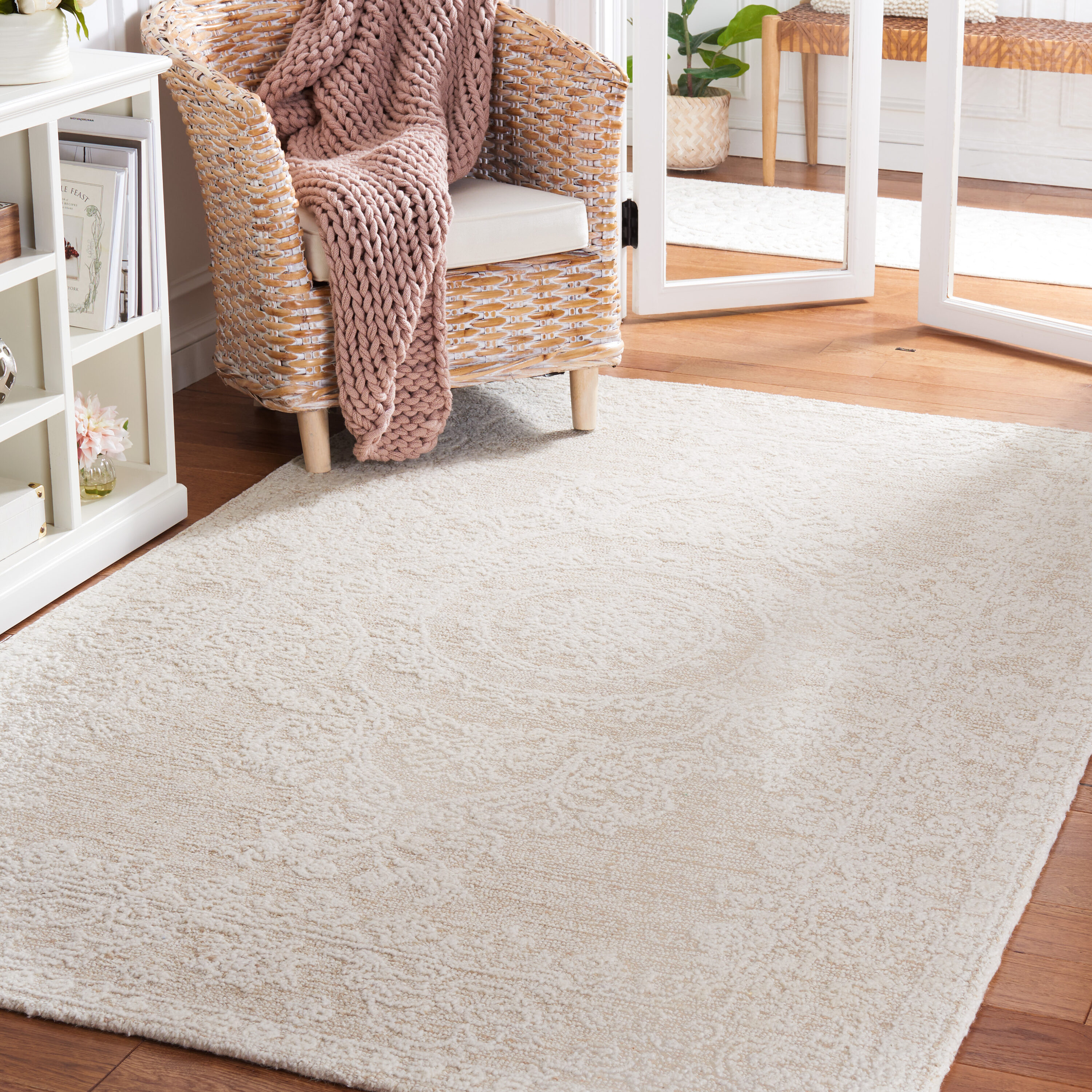 Abstract 357B Ivory Beige 5 x 8 Rectangular Area rug