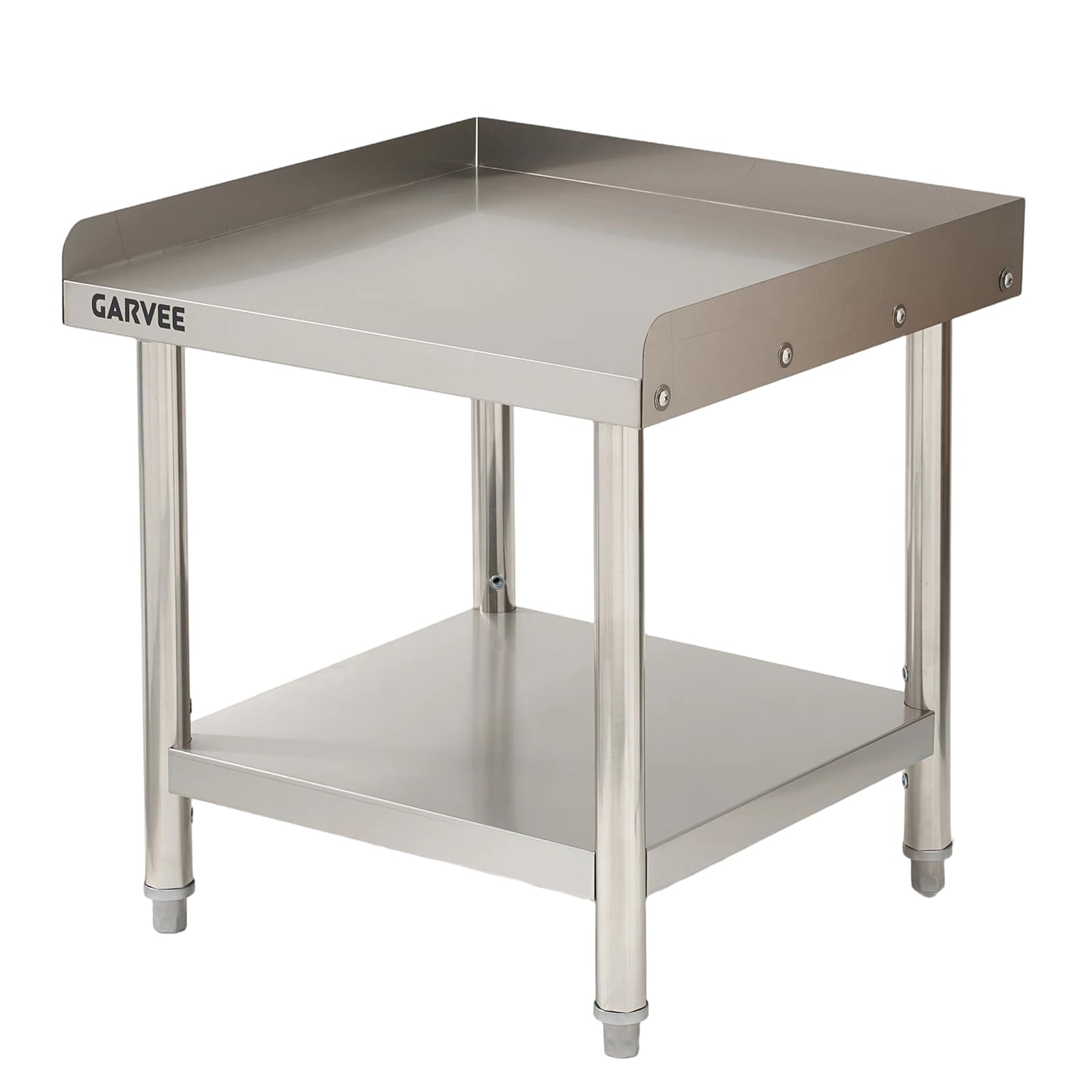 IdealHouse Heavy Duty Stainless Steel Commercial Work Table - 30x24x26 Inch - 0.7mm Thick - Double Layer Shelf - Locking Swivel Casters - Side Hooks - Garbage Shelf