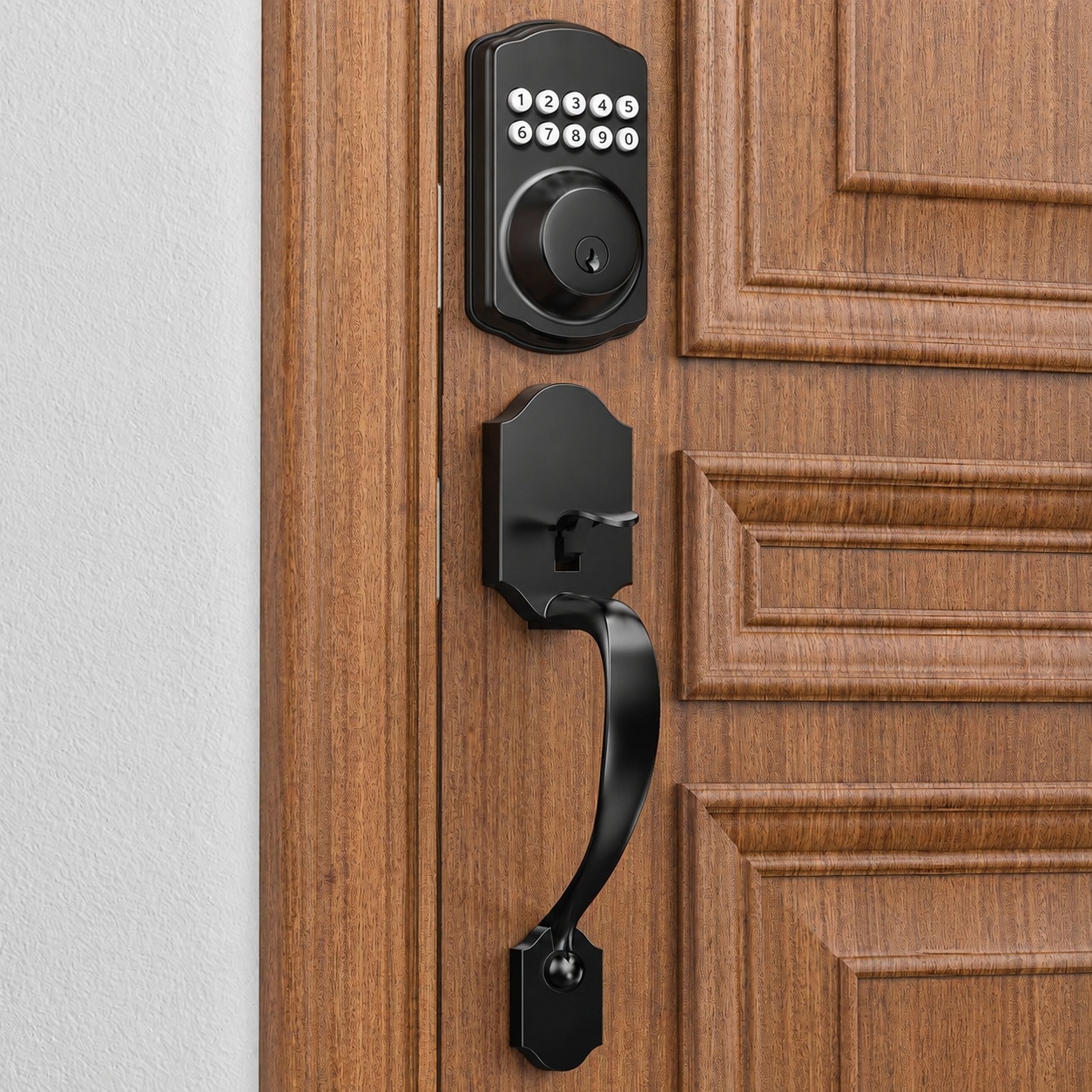 Oyezvary  Electronic Keypad Deadbolt Keyless Entry Door Lock with Handle Auto Lock Front Door Handle Set Matte Black durable home and garden