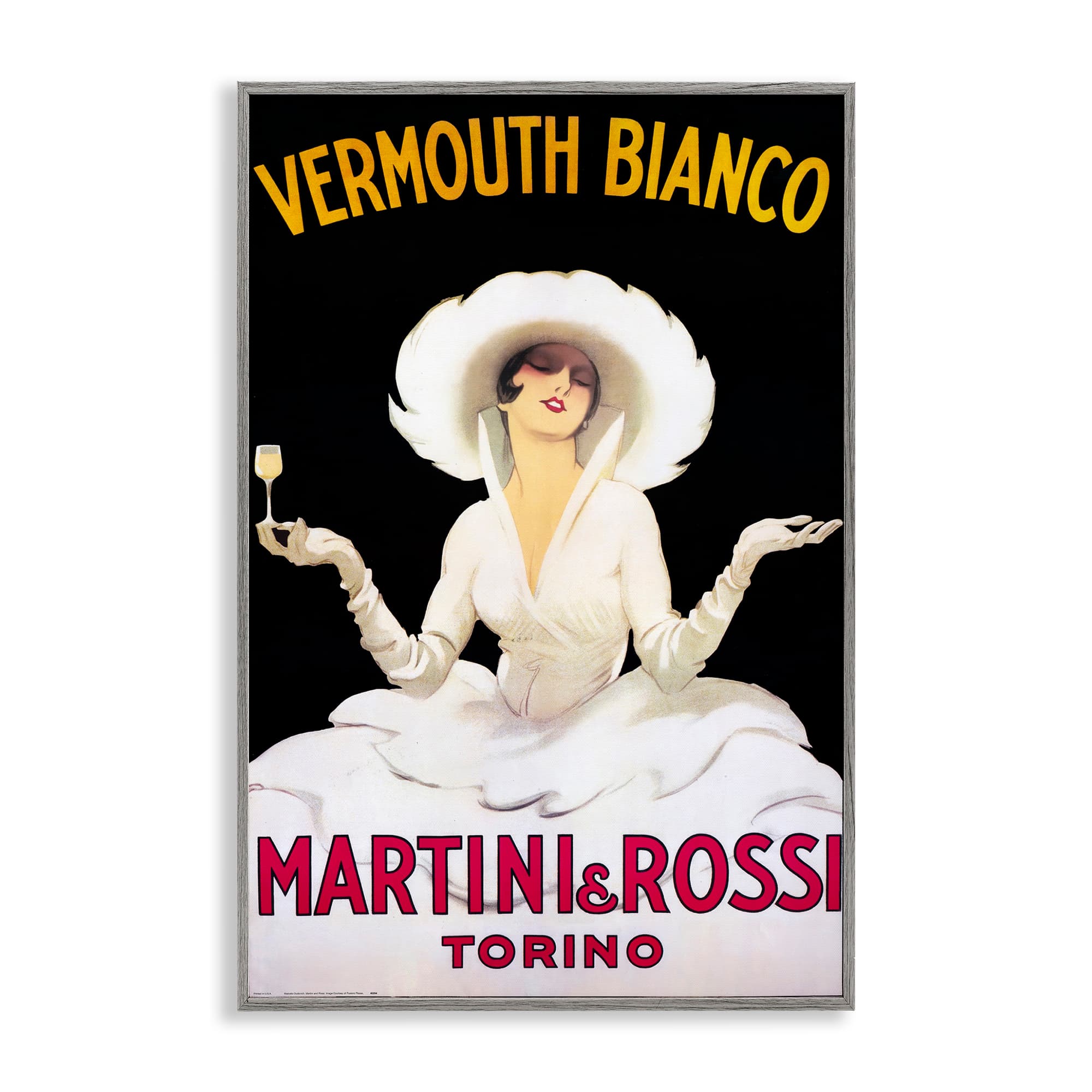 Stupell Industries BT-382-GFF-12X18 Vermouth Vintage Lady Advertisement Gray Framed Giclee Art By Marcus Jules 12 x 18