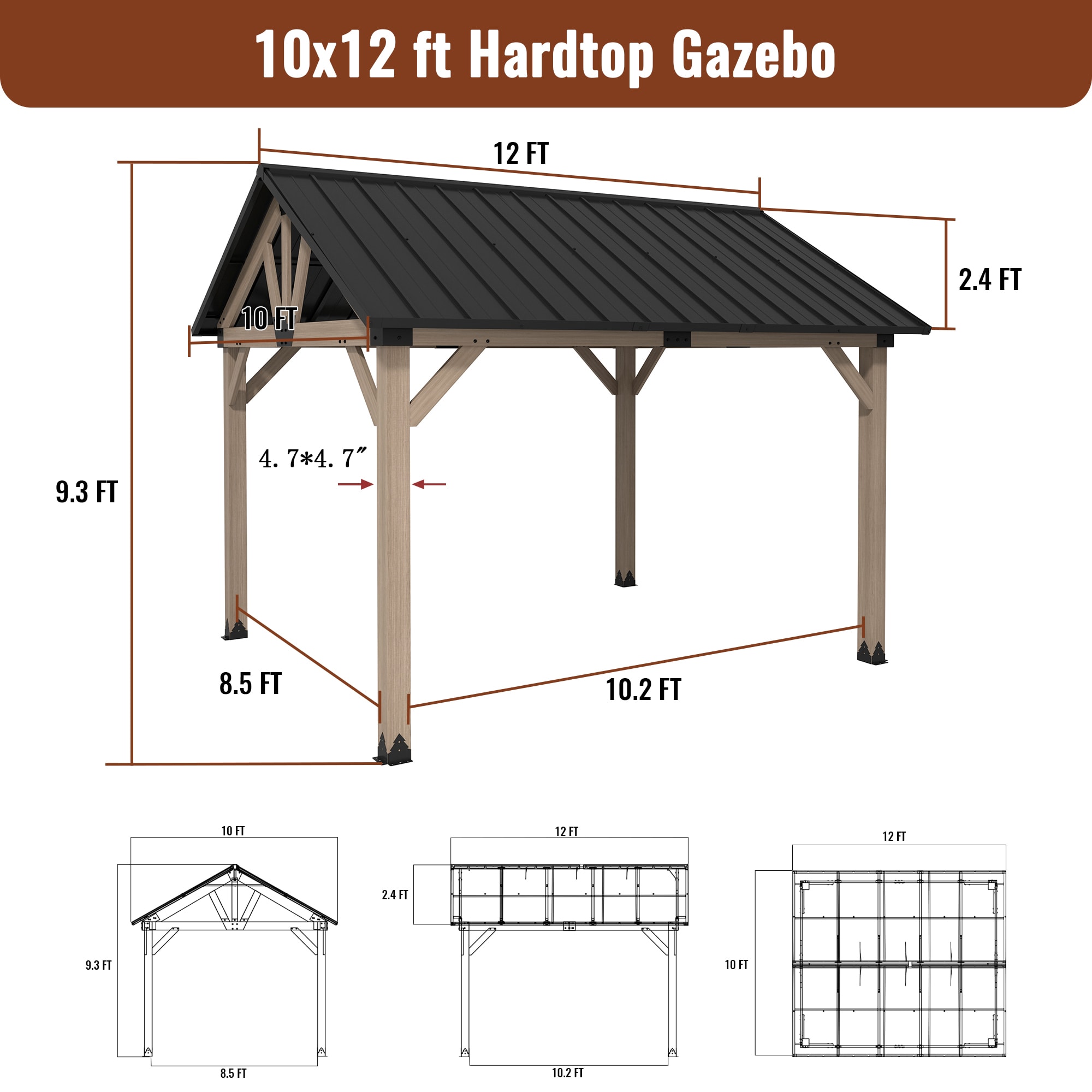 Mondawe OD06KTRZ1012SB Wood-Resin-Gazebos - View #13