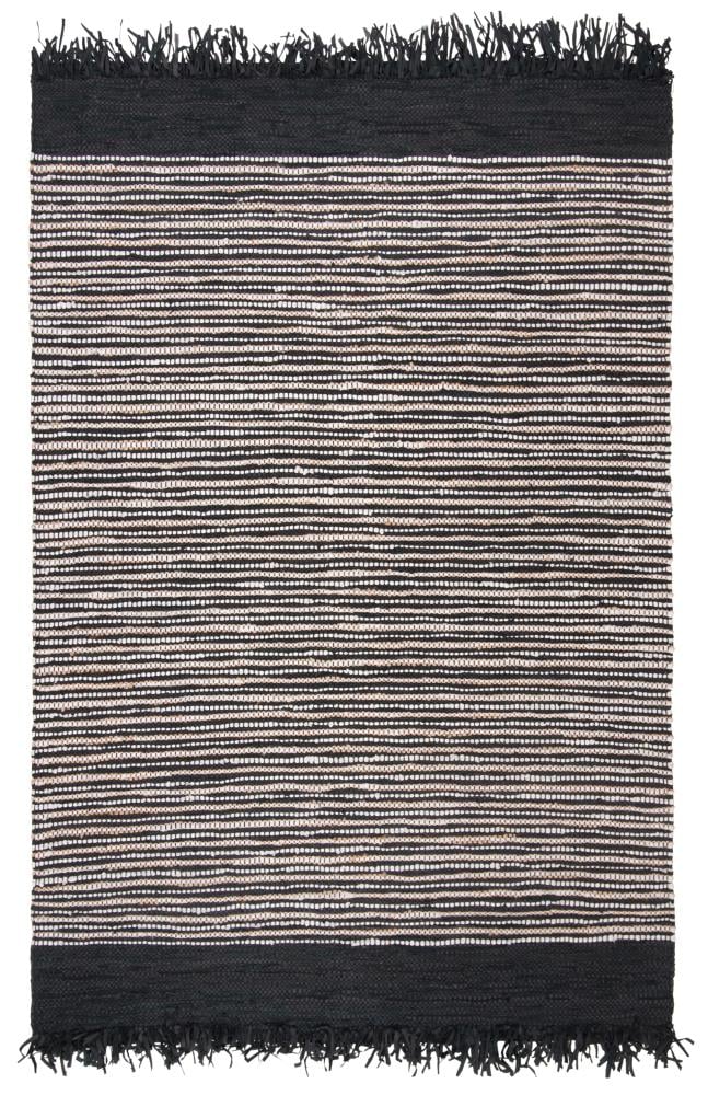 Safavieh VTL373G-5 Vintage Leather Platte 5 x 8 (ft) Leather Black/Multi Rectangular Indoor Stripe Coastal Area rug