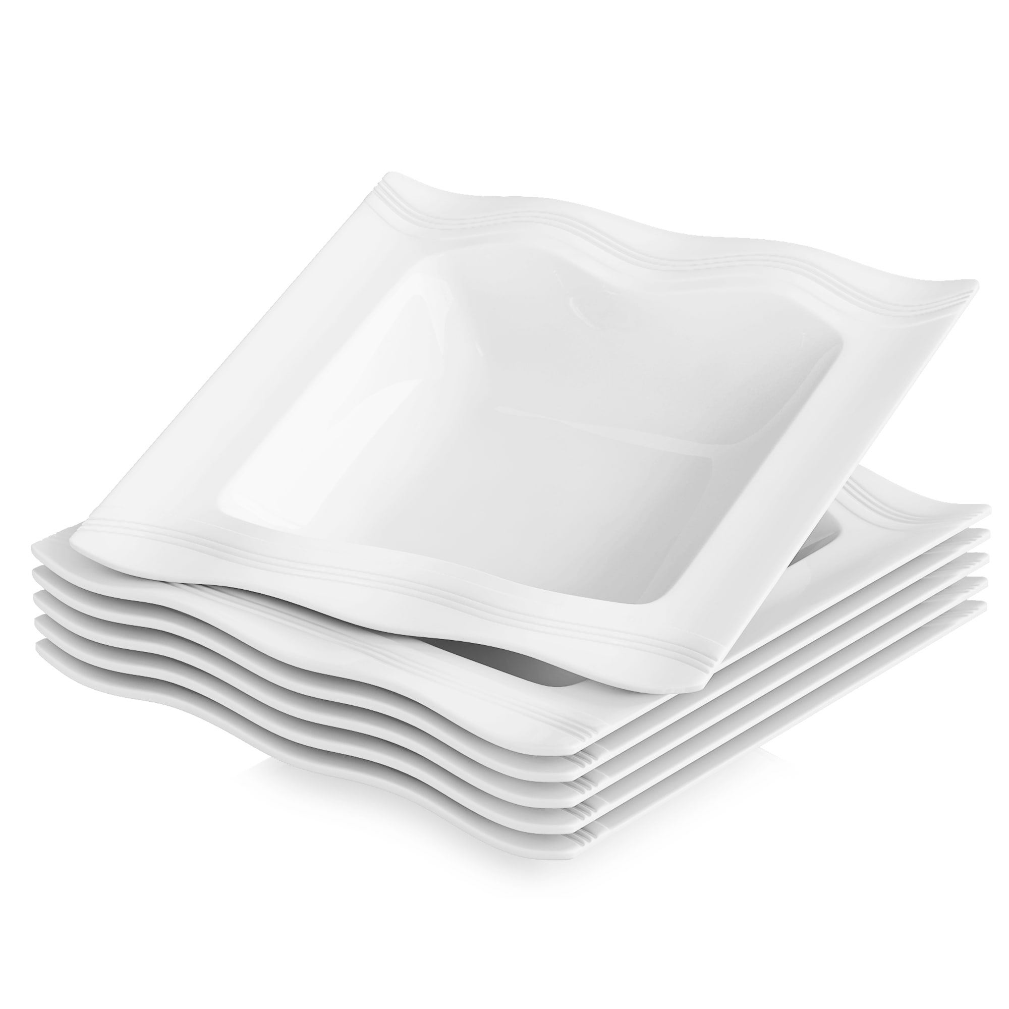MALACASA MARIO-6SP 6-Piece White Porcelain Dinnerware