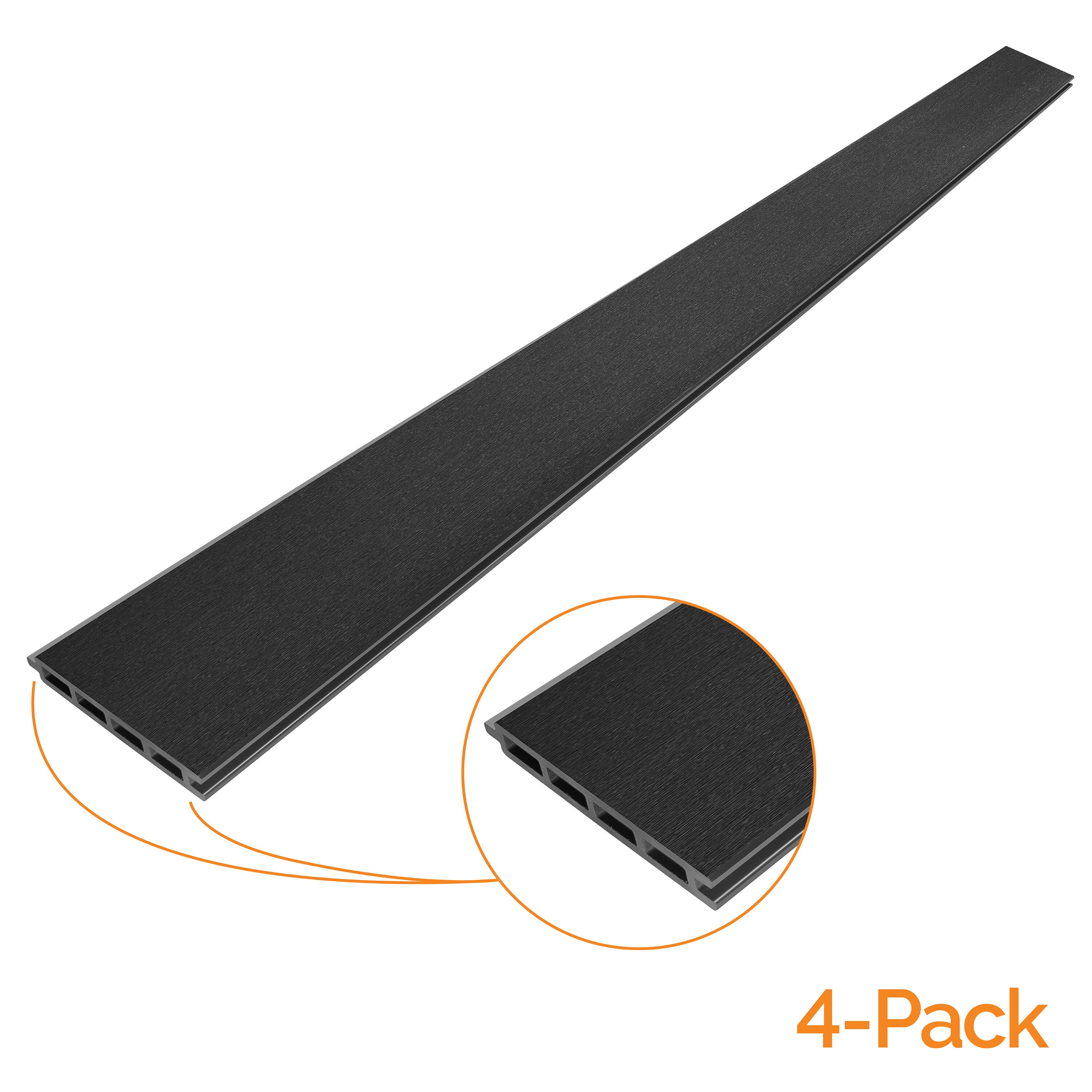 OUTDECO Wood Plastic Composite Fence Board, Tongue Groove, Sanded Finish - 4 Pack 3/4-in x 5-1/2-in W x 6-ft H Charcoal Flat-Top Composite Fence Picket