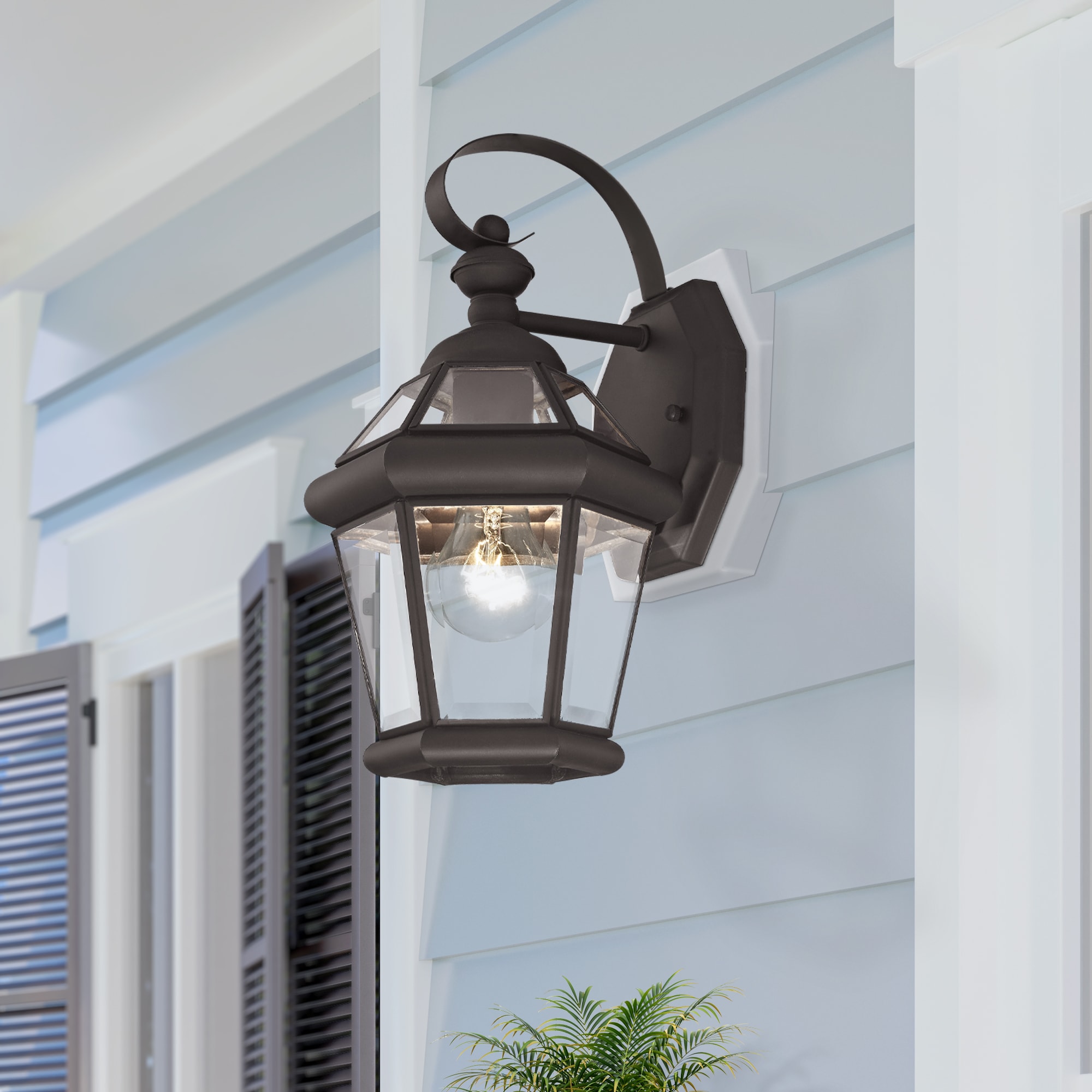Georgetown Classic Bronze Lantern Wall Light with Clear Glass
