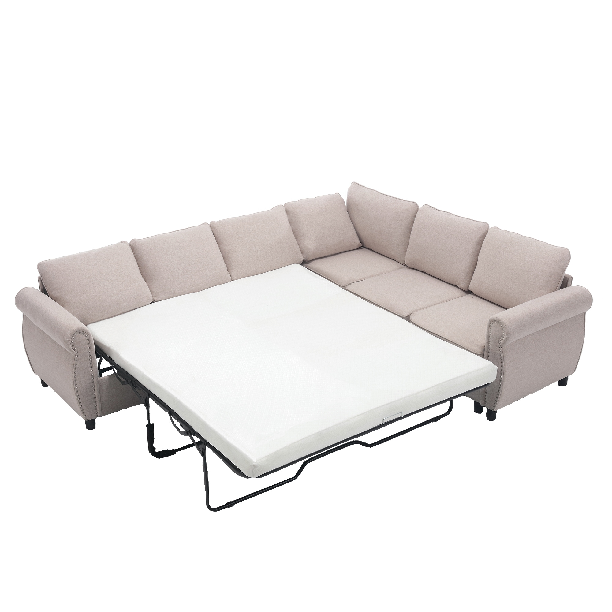 SINOFURN SYA370149BG 104-in Modern Beige 6+ -seater Reclining Sleeper