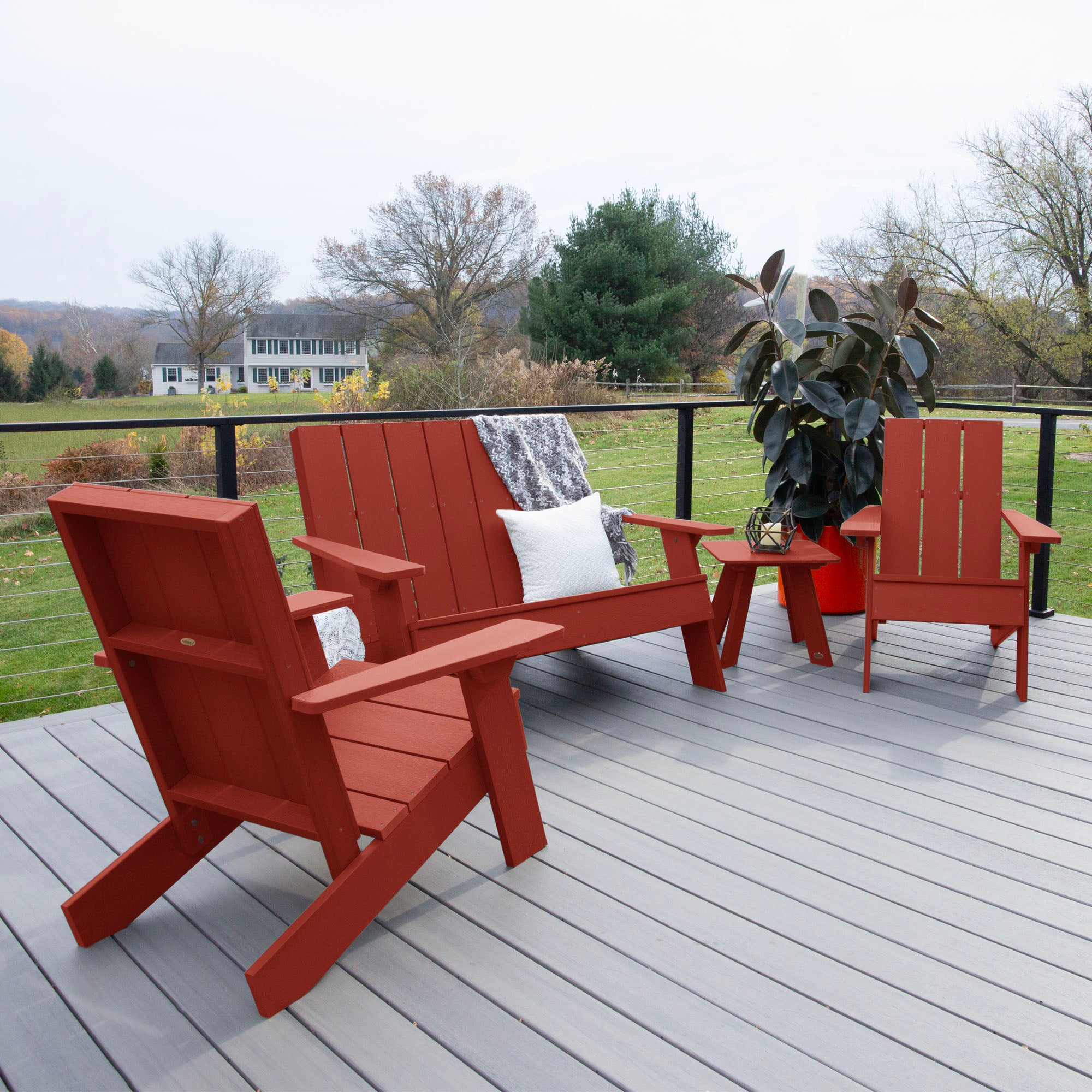 highwood AD-KITAD02-RED The Italica Modern 4 -Piece Patio Conversation Set
