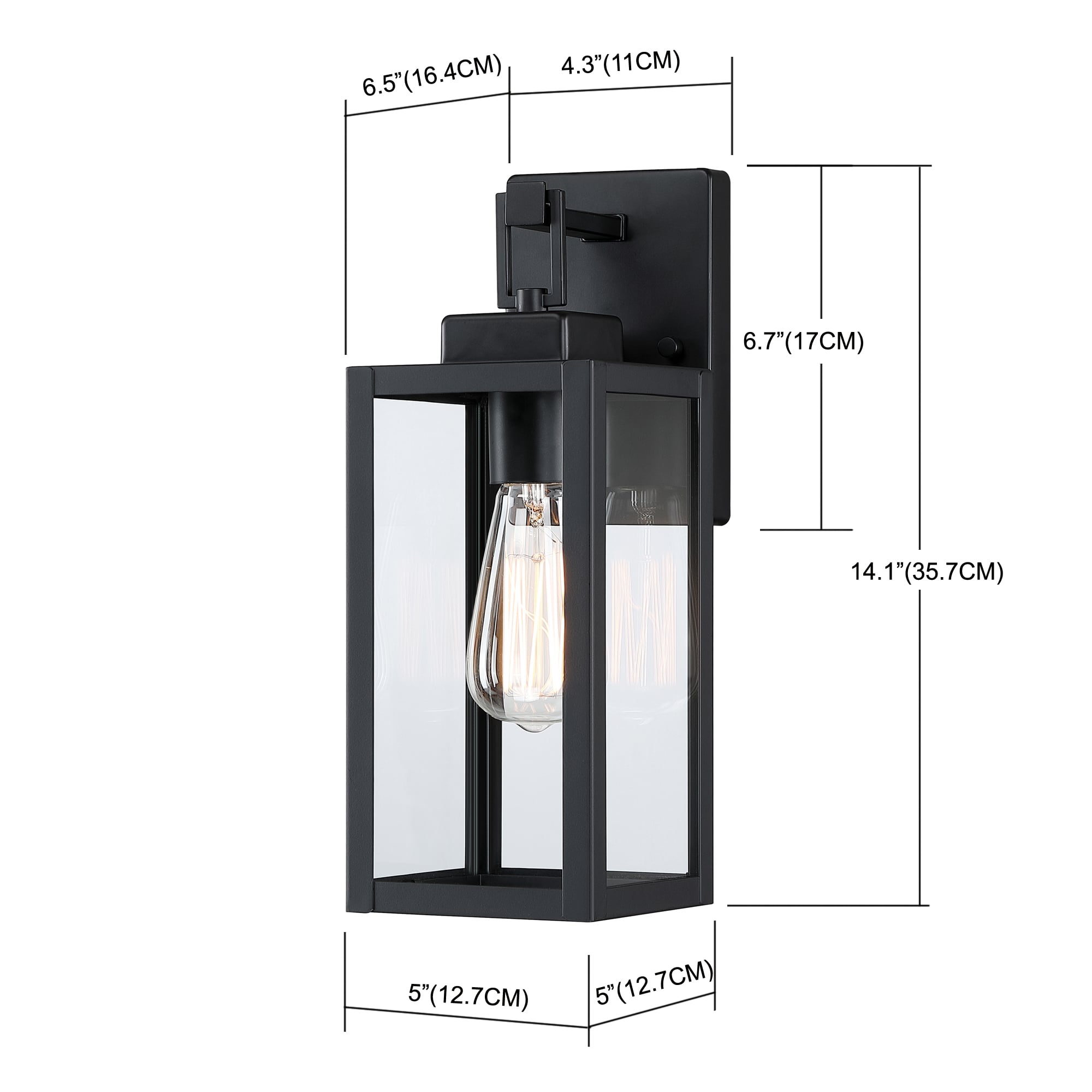 Hukoro 16.5-in Matte Black Modern/Contemporary Outdoor Light Post Lantern