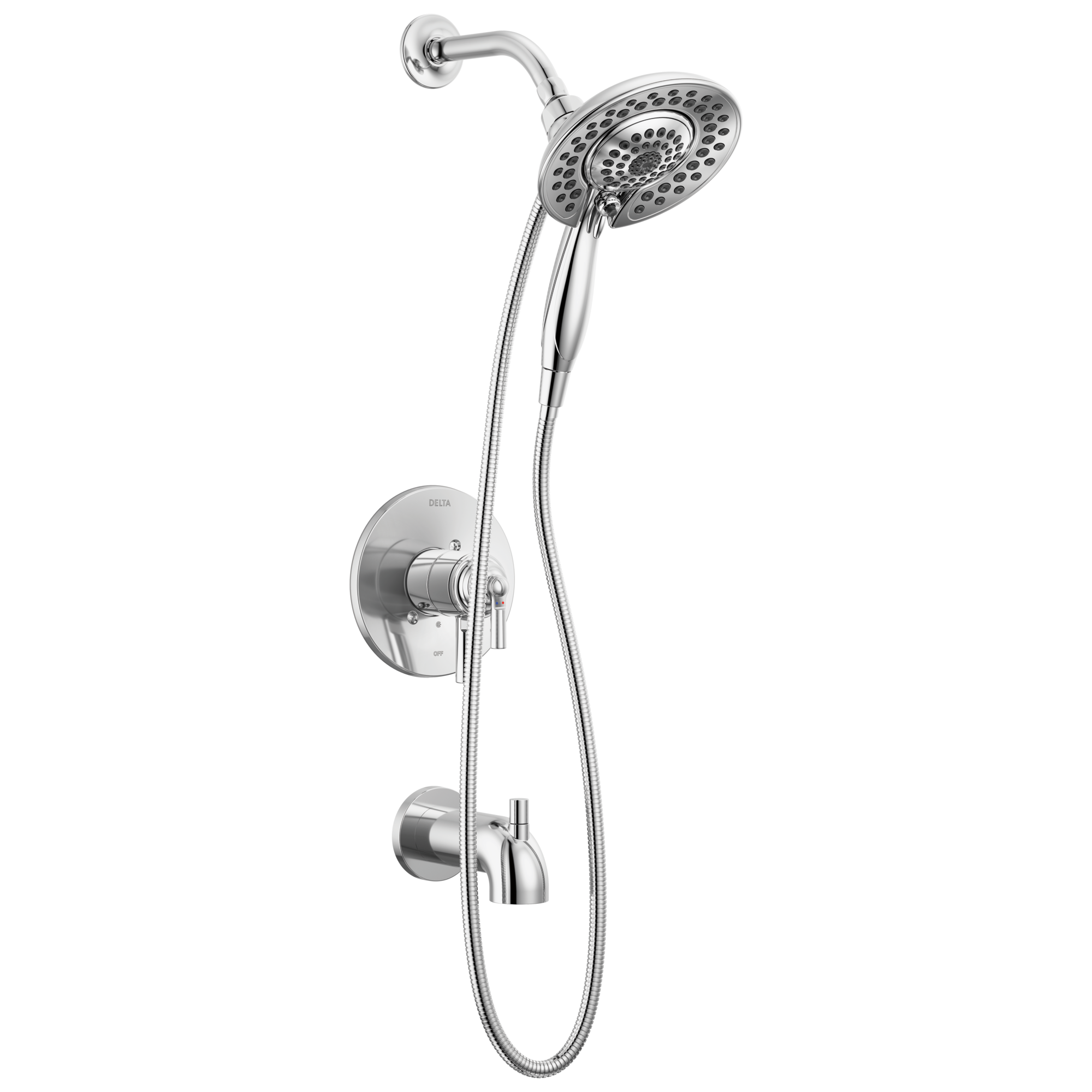 Delta T17435-I Saylor Chrome 2-handle Multi-function 6.81-Inches Round Bathtub and shower Faucet