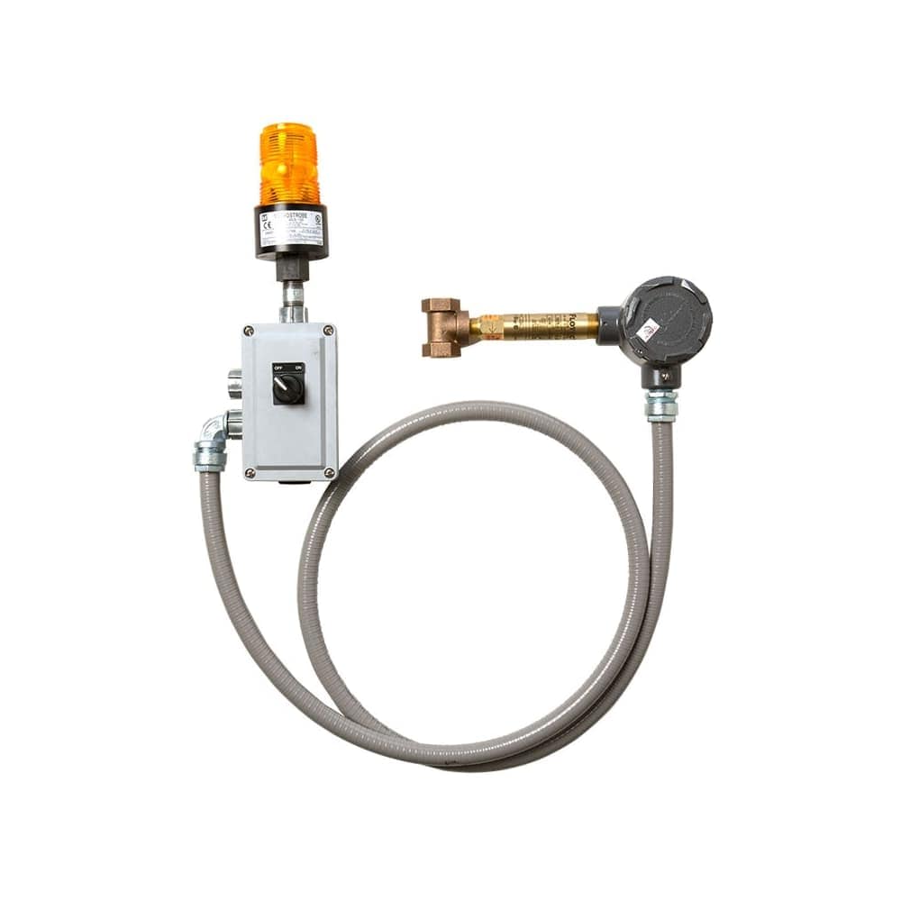 Haws  9001.5 120 VAC emergency alarm and light system. Buzzer and flashing light are activated by a 1/2 Inch double pole, double throw flow switch.