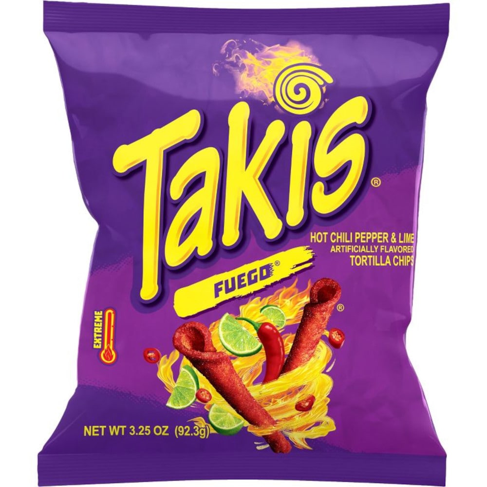 Takis Tortilla Chips, Intense Nacho, Non Spicy 3.25 Oz