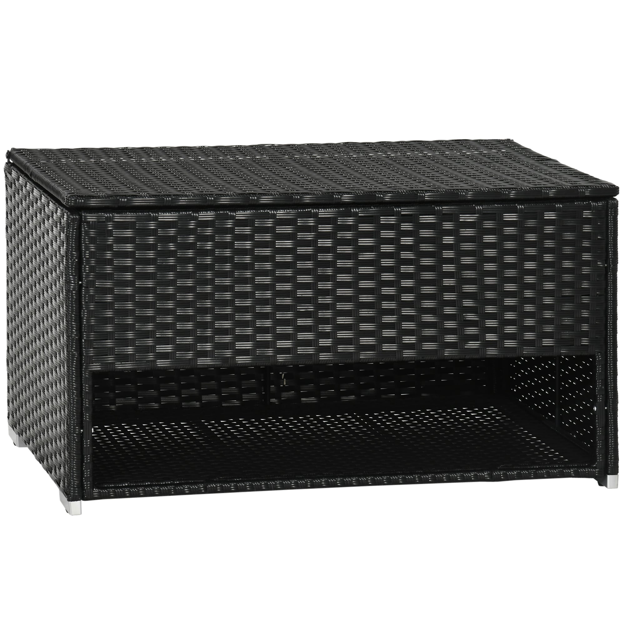 Blisstyle Outsunny Outdoor Deck Box Shoe Storage PE Rattan Wicker Towel Rack with Liner for Indoor Outdoor Patio Furniture Cushions Pool Toys Garden Tools Black Entryway Shoe Storage Organizer Bench Shoe Shelf Shoe Rack