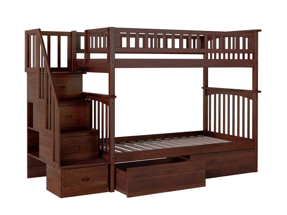 Bed Drawers In Walnut The Bunk Beds, Antique Wooden Bunk Beds With Stairs