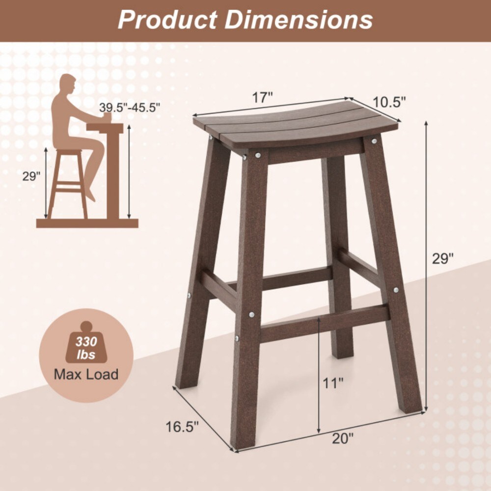 Fenbeli Set of 2 29-in HDPE Patio Bar Stools with Saddle Seats ...