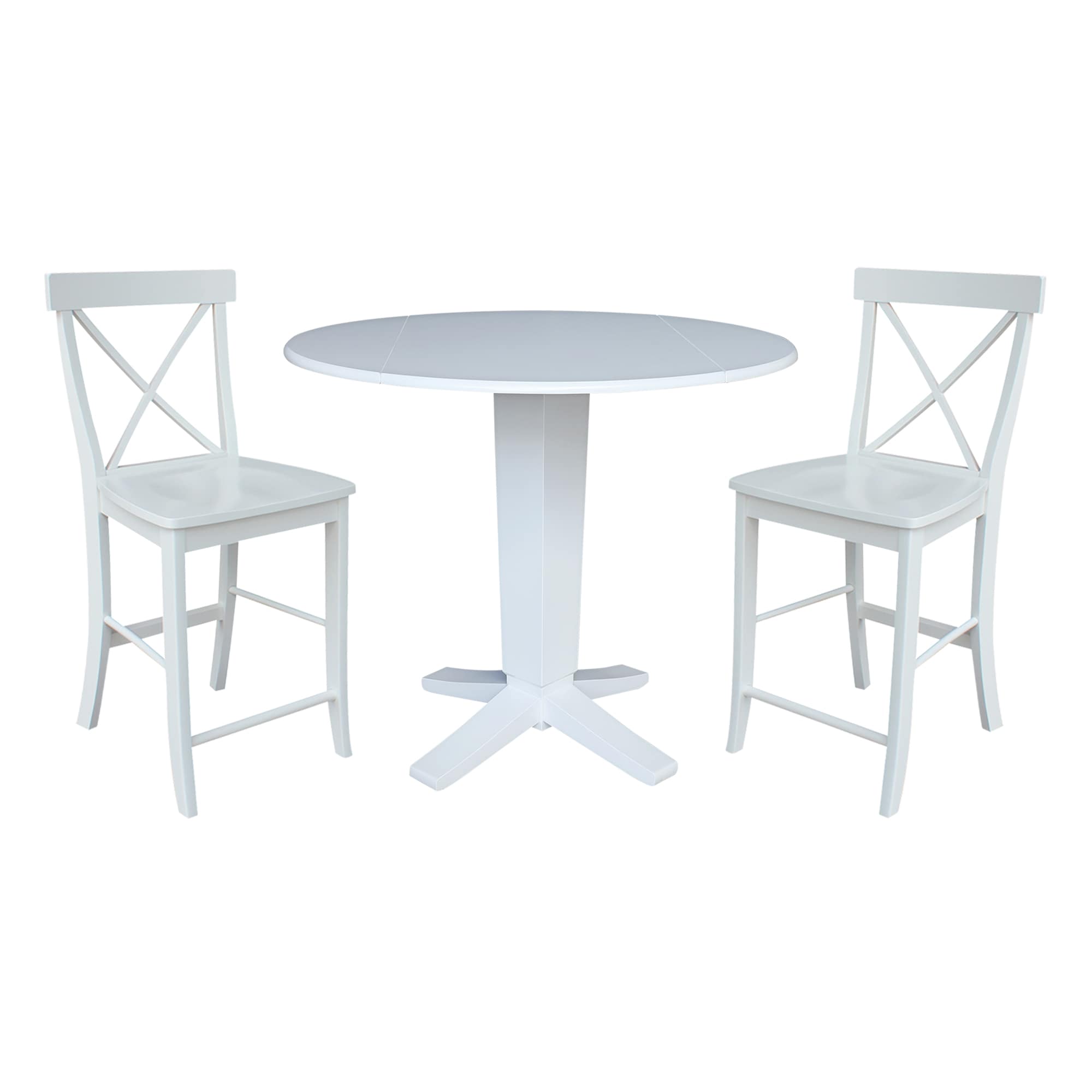 International Concepts K08-42DPT-23-S6132-2 White Traditional Dining Room Set with Round Table ( Seats 4 )