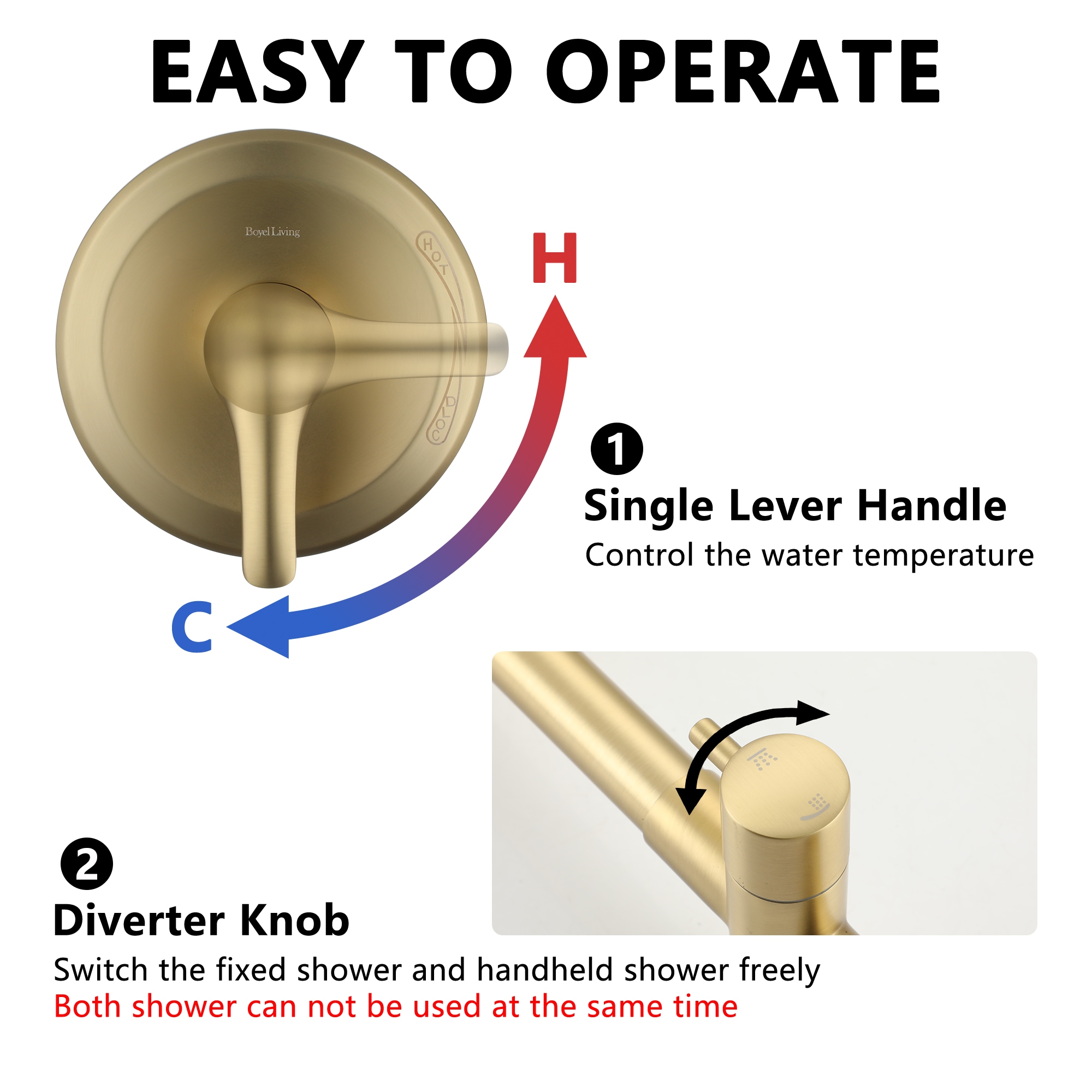 Clihome CL-EB10CBN Showerhead-Bar-Panels - View #7