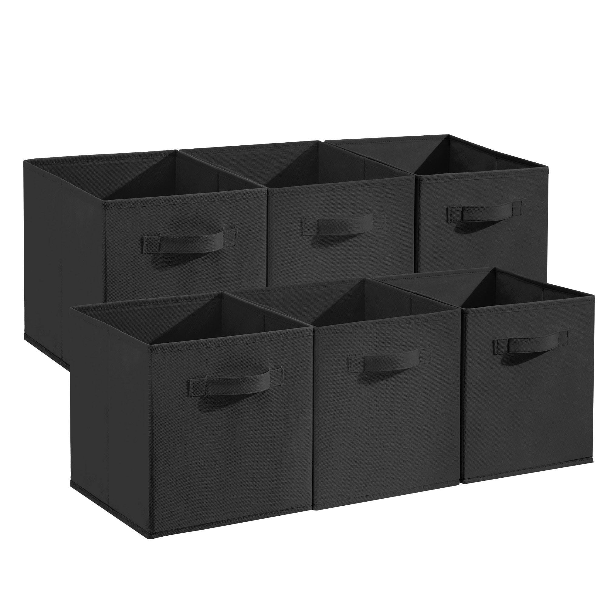GarveeLife 12 Pack Collapsible Storage Cubes Black Non-Woven Organizer Bins Handles Closet Shelves