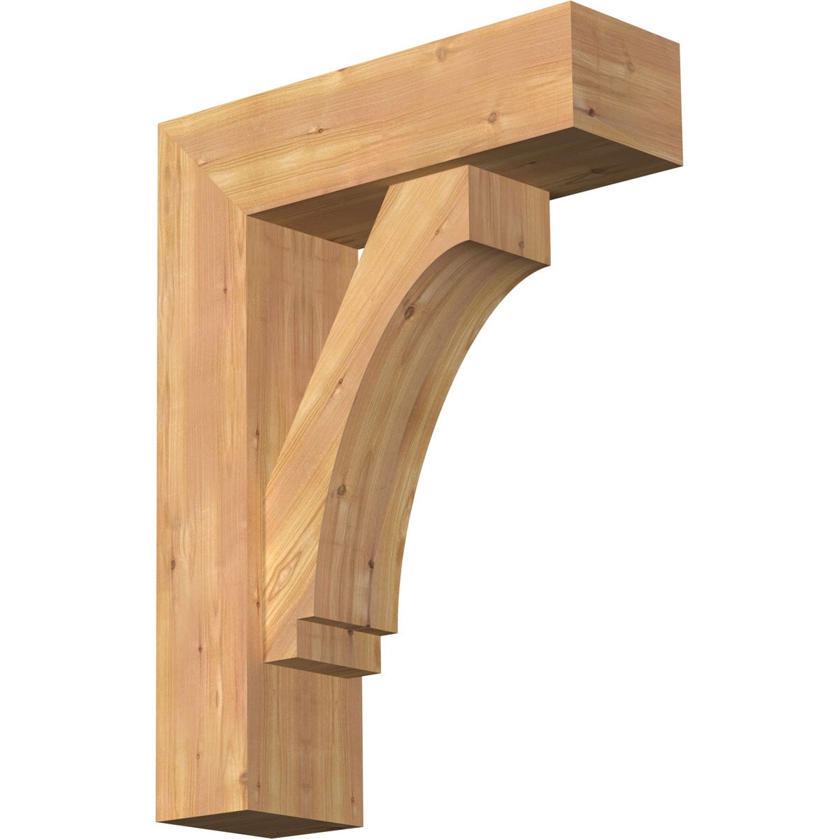 Ekena Millwork 1462776 Imperial Block Smooth Bracket with Offset Brace Western Red Cedar Wood Standard Bracket