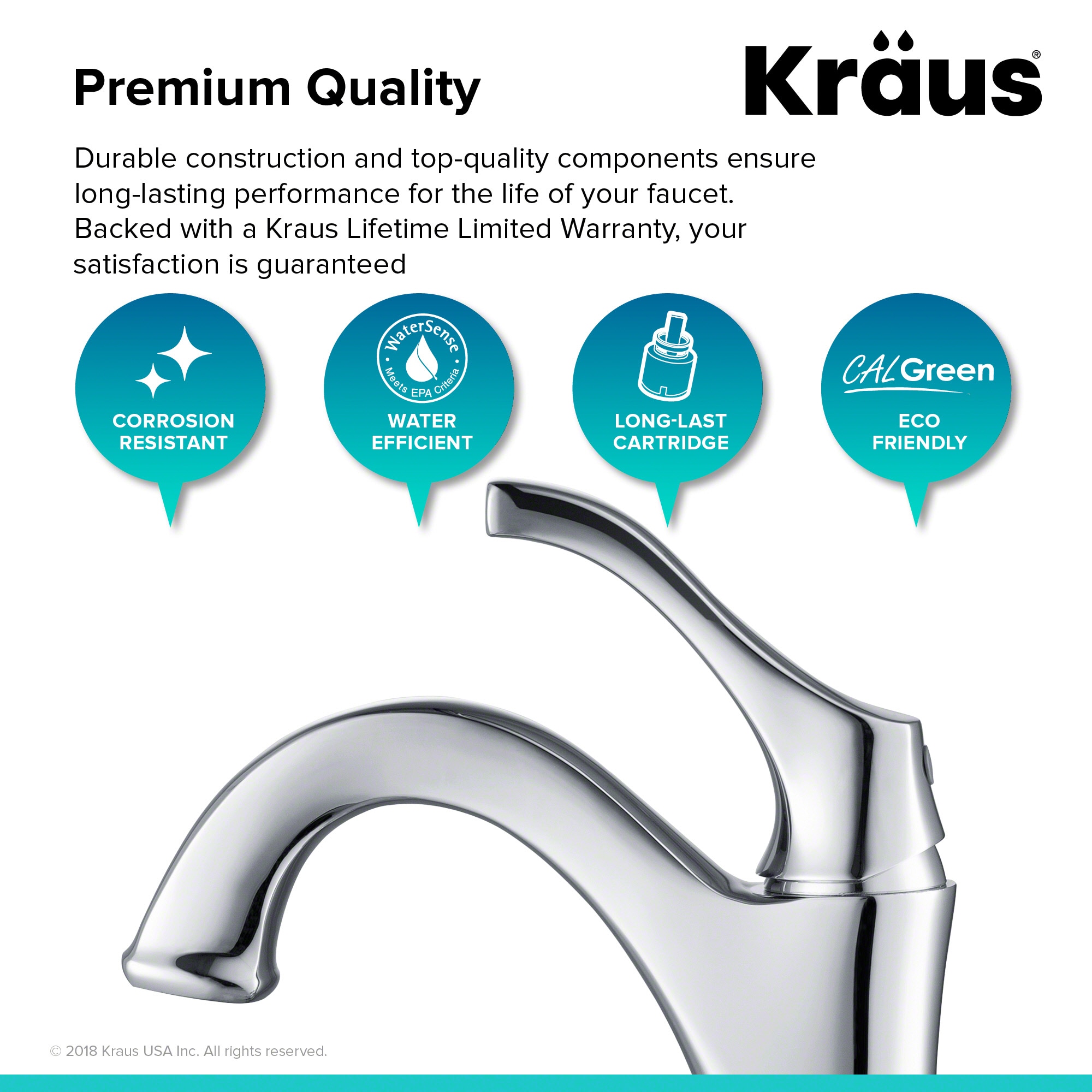 Arlo Chrome Single Handle Brass Bathroom Faucet Set