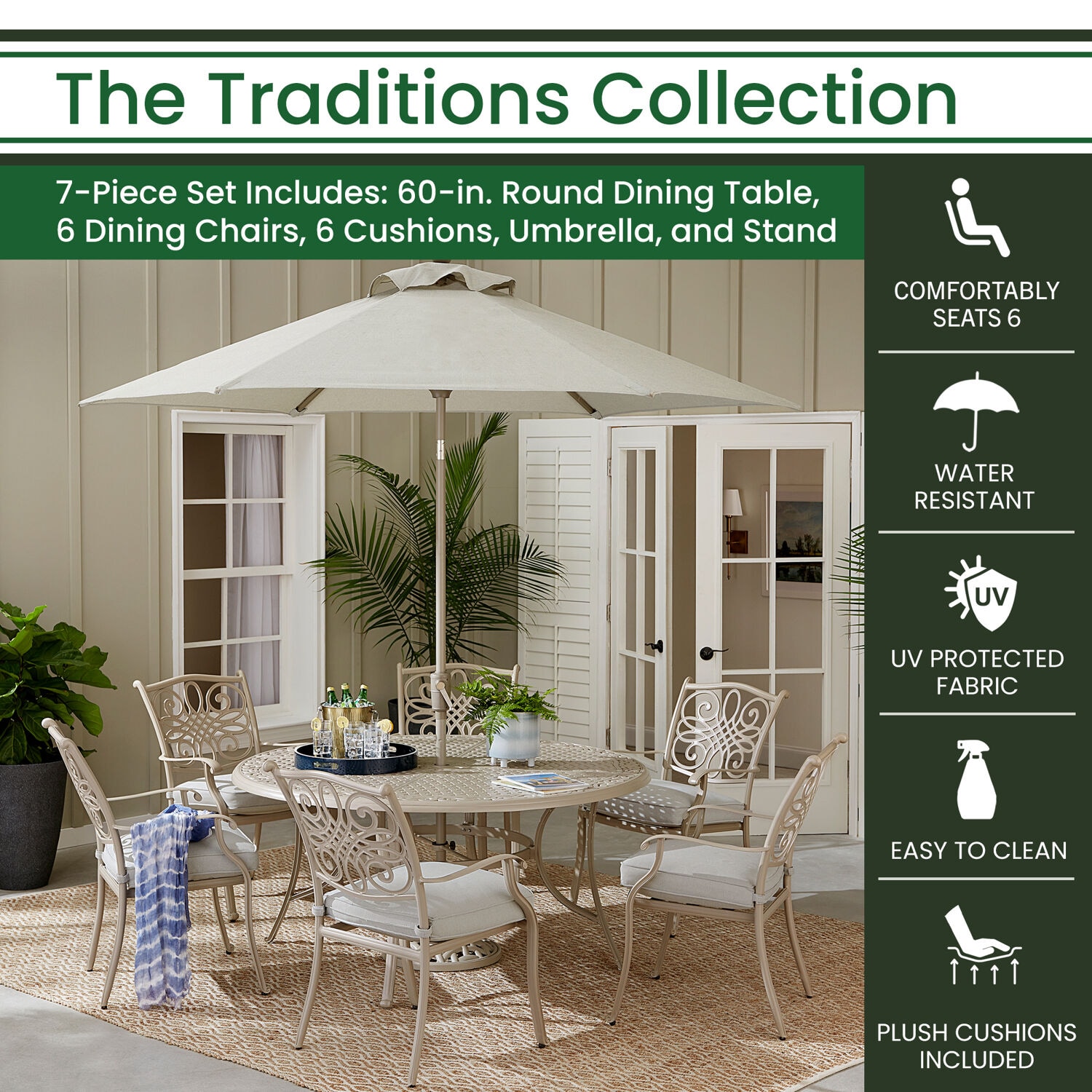 Hanover TRADDNS7PCRD-BE-SU Patio-Dining-Sets - View #2