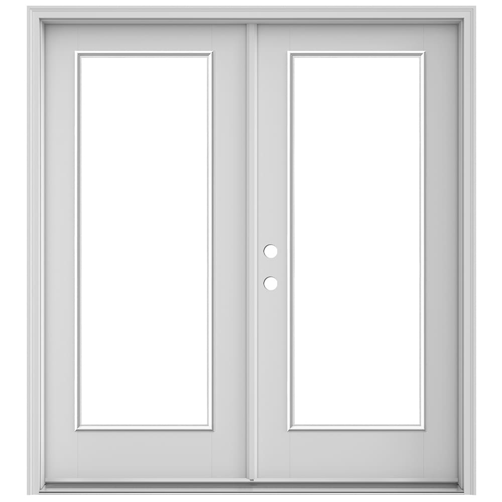 72-in x 80-in Tempered Primed Fiberglass Right-Hand Inswing French Patio Door in Off-White | - JELD-WEN JW235000044