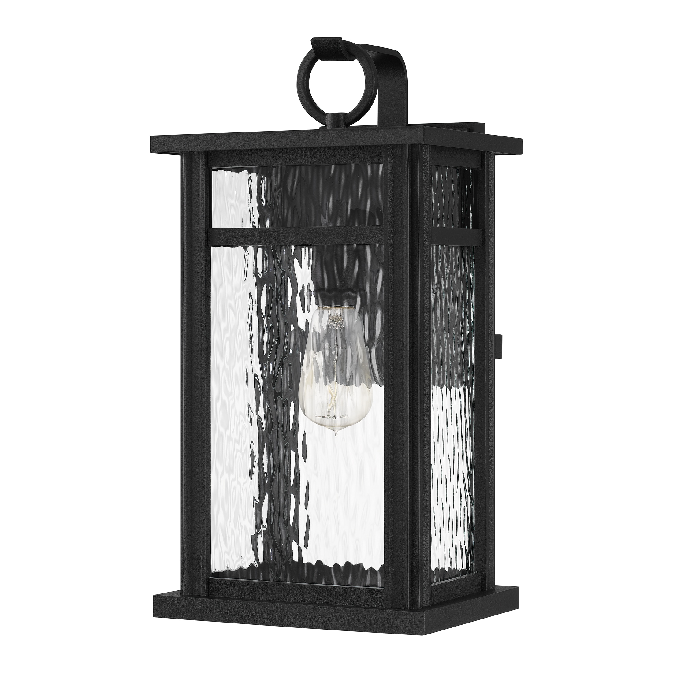 Moira 17.5" Black Steel and Glass Outdoor Wall Lantern