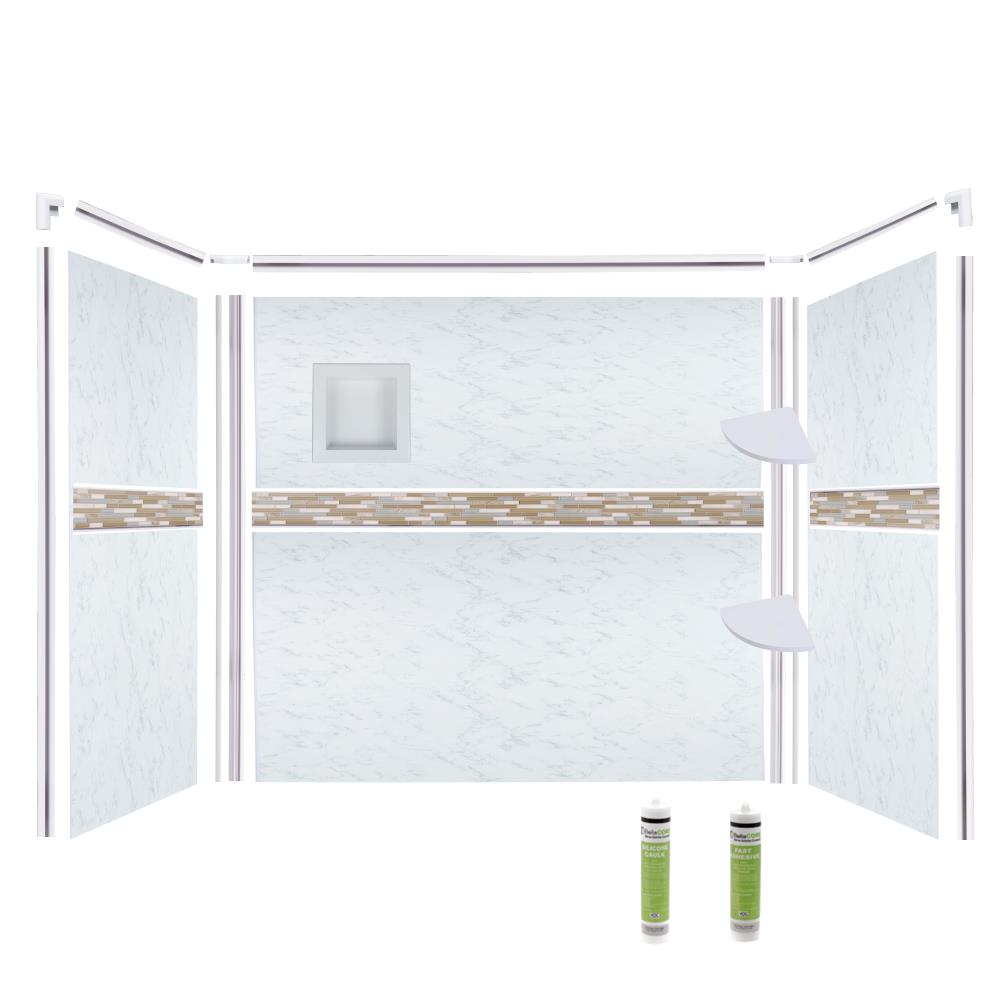 Bella CORE WCPWKDSKT 60-in W x 48-in D x 96-in H White Carrara 4-Piece Glue Up Shower Panel Kit