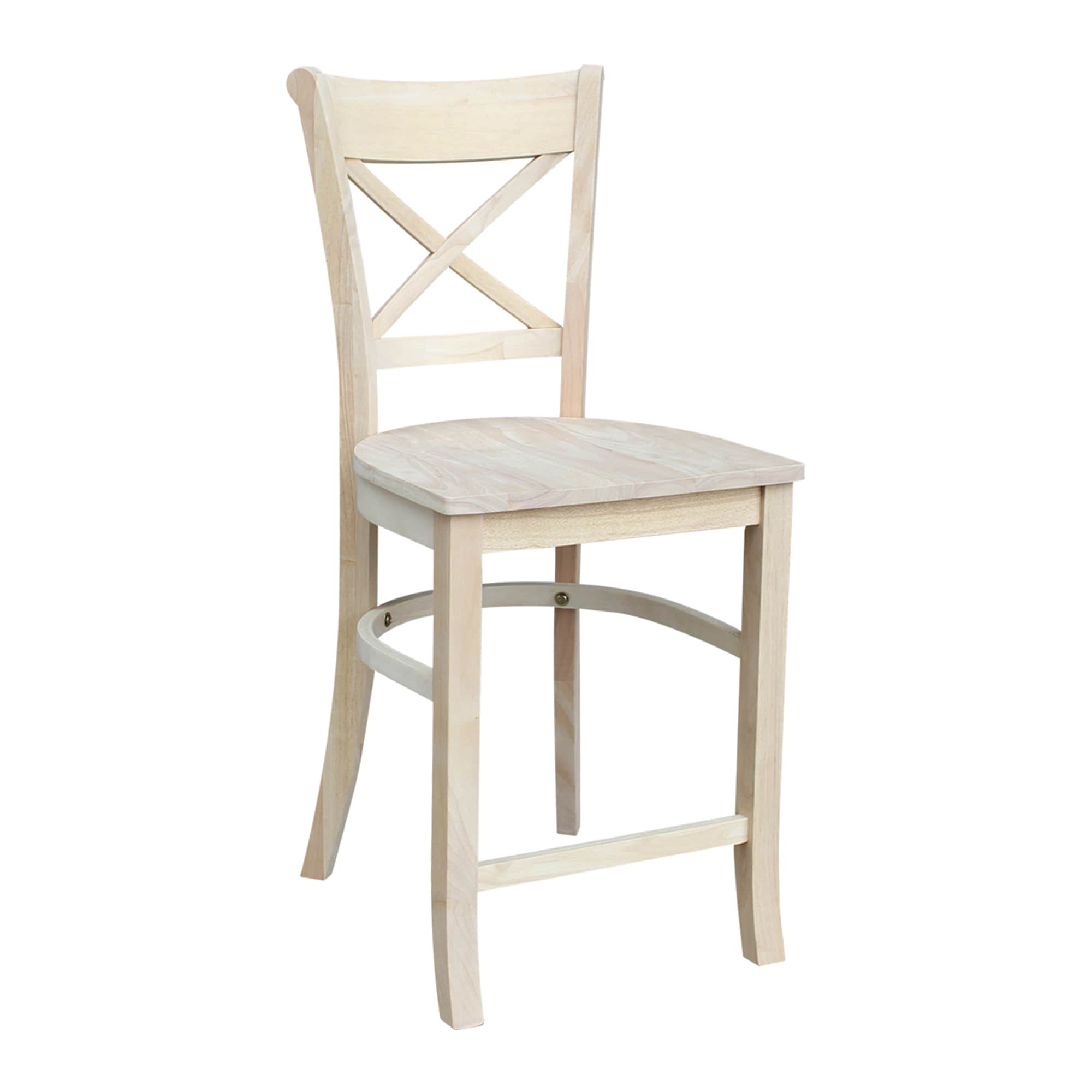 Charlotte 24" Traditional Parawood Counter Height Stool, Unfinished