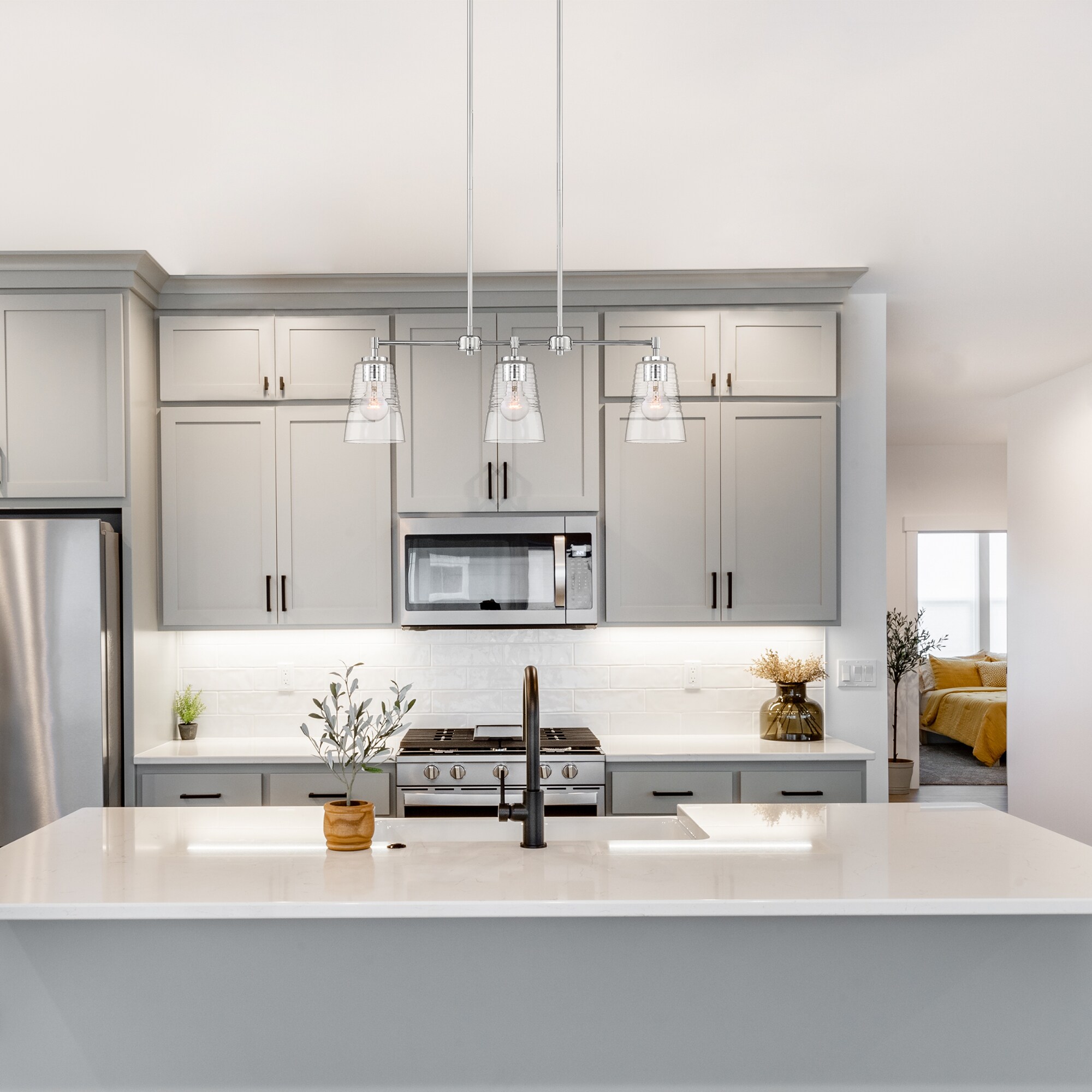 Ingo Urban Chic 30" Polished Nickel Island Pendant with Clear Glass