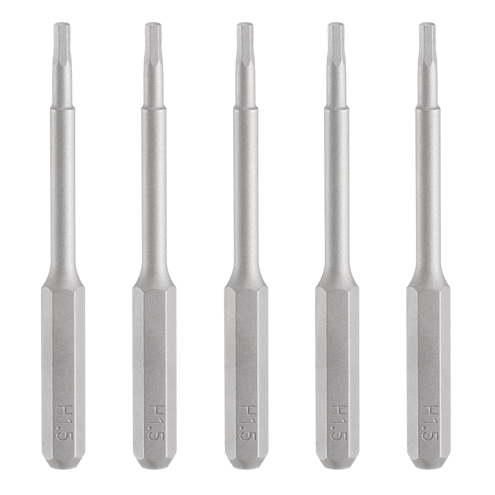 Harfington 5pcs H1.5 Hex Screwdriver Bit 5/32 Inch Hex Shank 45mm/1.77 Inch Length Magnetic Hexagon Head S2 Steel Screw Driver Bit #S26030900UX3138
