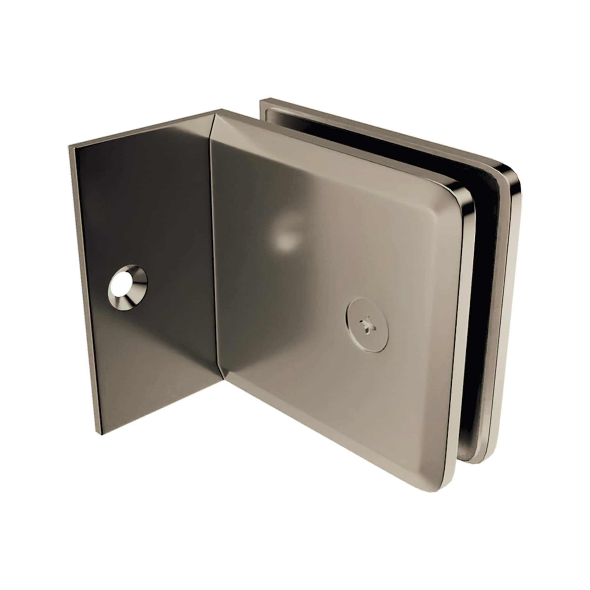Brixwell  BFPC037PN Polished Nickel Fixed Panel Beveled Clamp With Small Leg