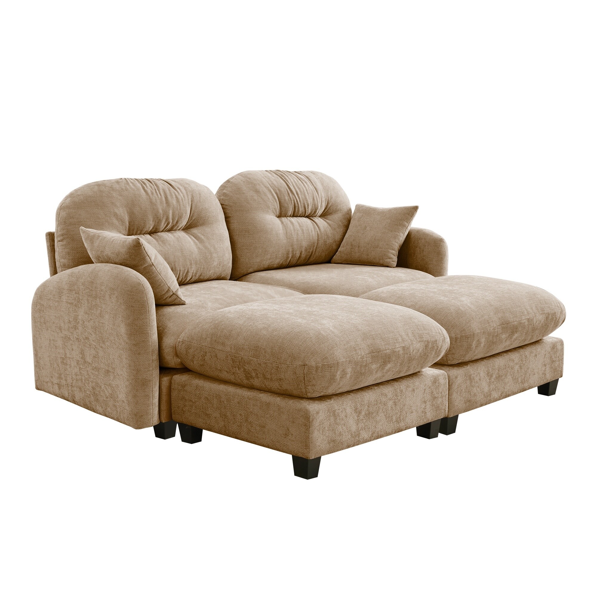 Horizons Prime Camel Chenille Modular Sectional Sofa with Tufted