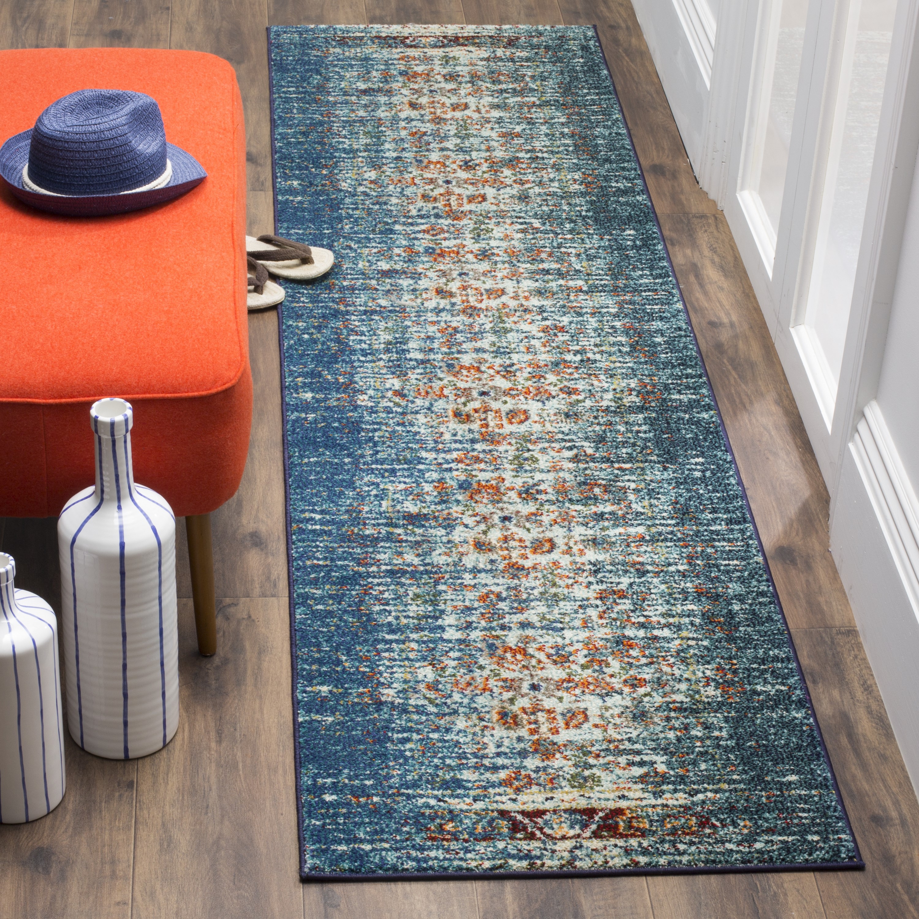 Safavieh MNC208V-28 Monaco Winfrid 2 x 8 (ft) Loomed Polypropylene Blue/Ivory Rectangular Indoor Abstract Bohemian/Eclectic Runner rug
