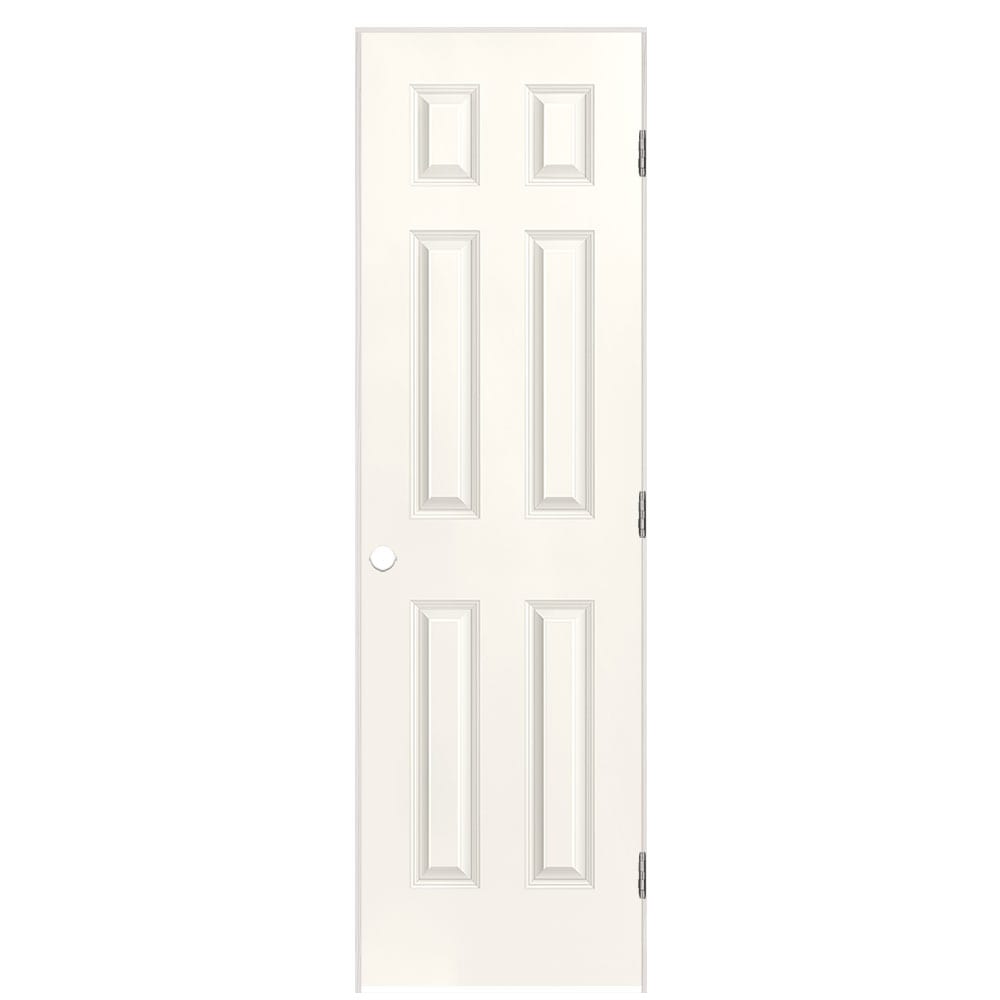 Masonite 1317316 24-in x 80-in Snowstorm Solid core 6-panel Right hand Smooth Prefinished Molded composite Flat Jamb Single Prehung Interior Door
