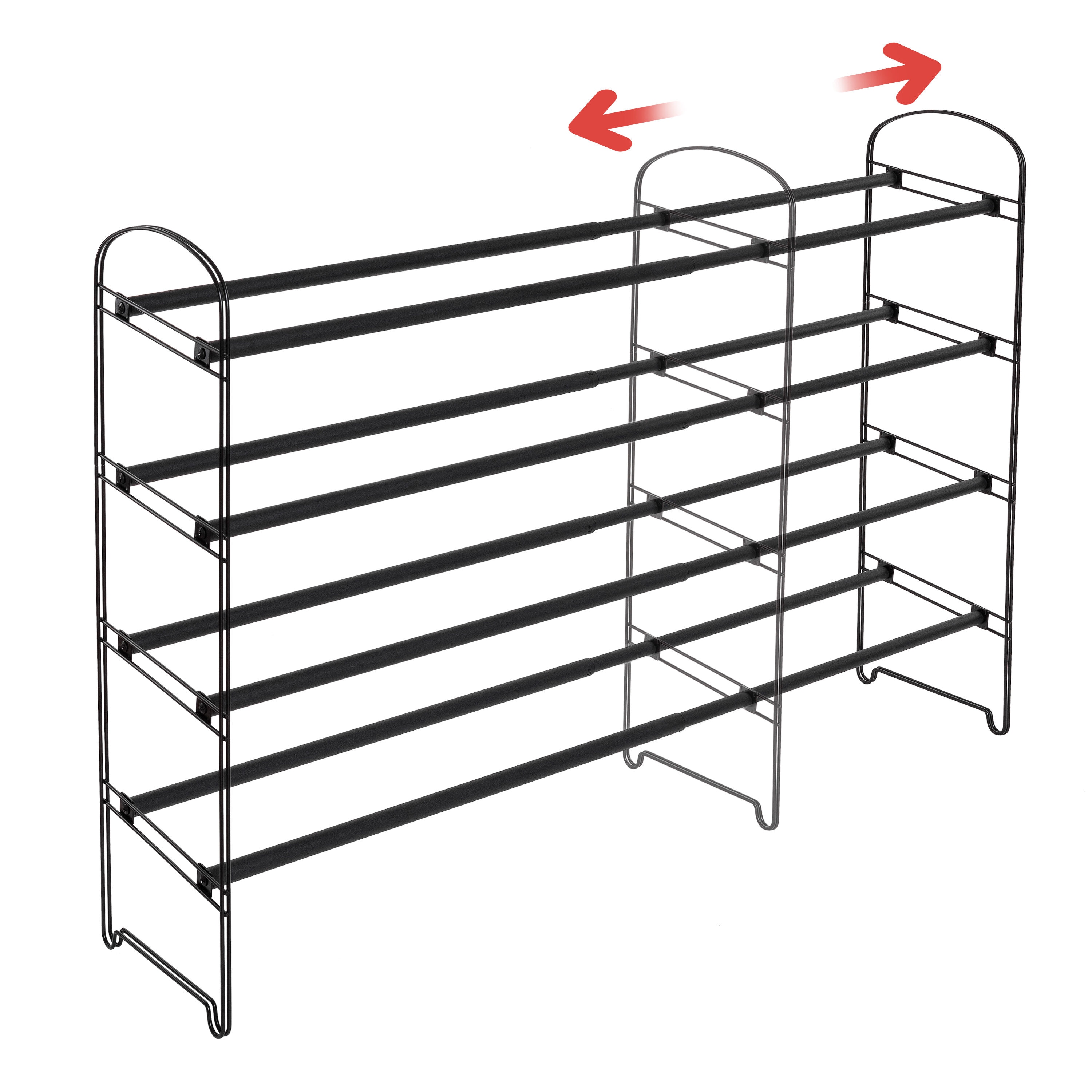 Seville Classics 4-Tier Expandable 30-Pair Non-Slip Shoe Rack Organizer, Black