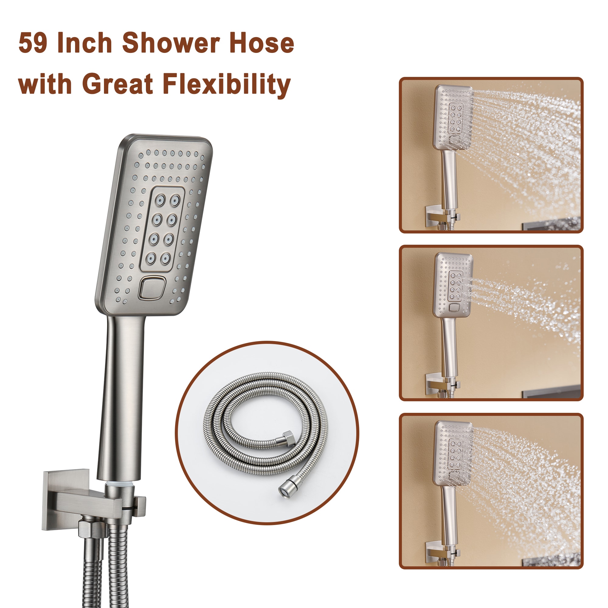 Mondawe Brushed Nickel Waterfall Built-In Shower Faucet System With 4 ...