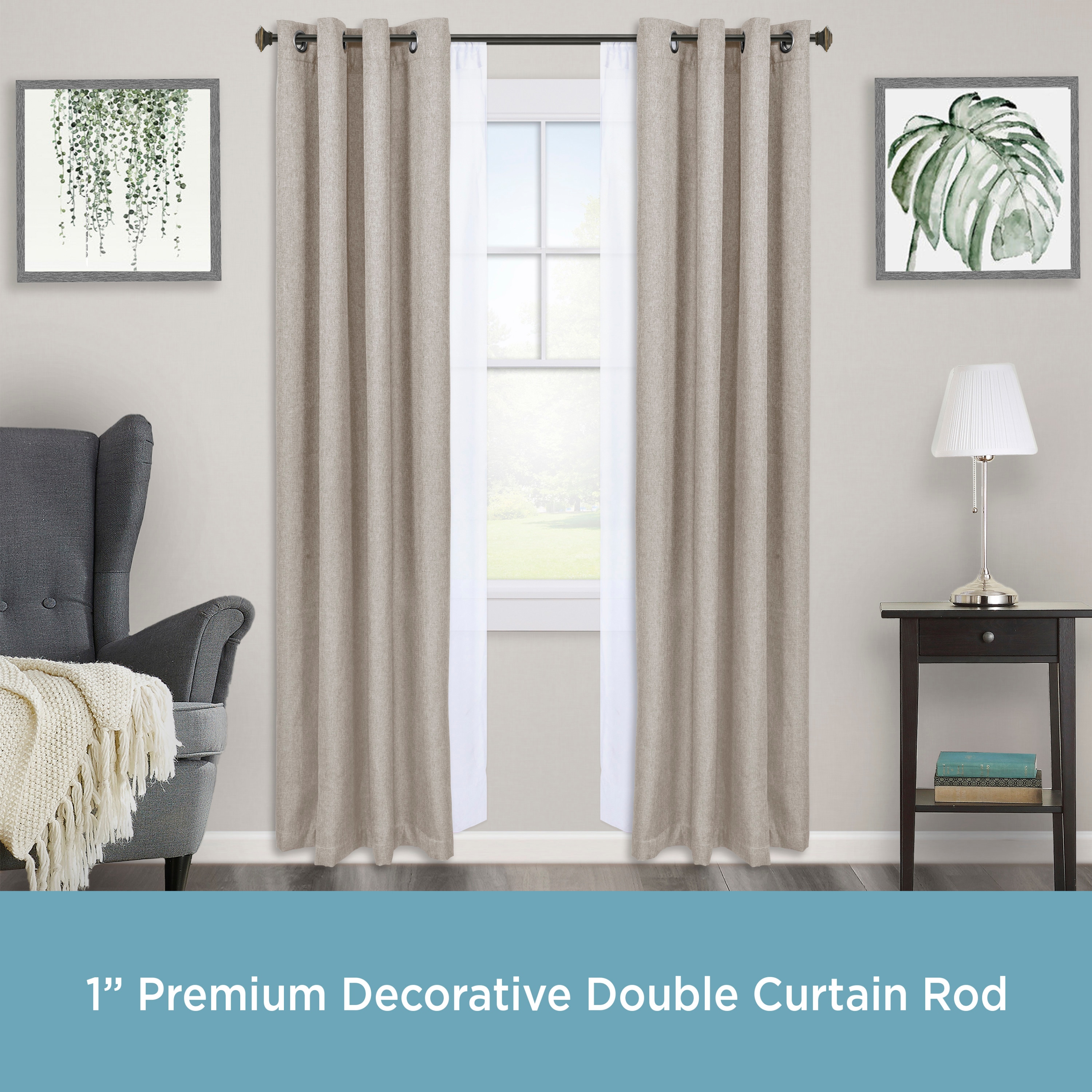 Oil Rubbed Bronze Adjustable Double Curtain Rod Set