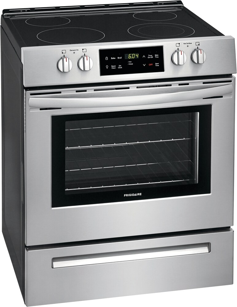 Frigidaire 30-in Smooth Surface 4 Elements 5-cu ft Steam Cleaning Slide-in  Electric Range (Stainless Steel)