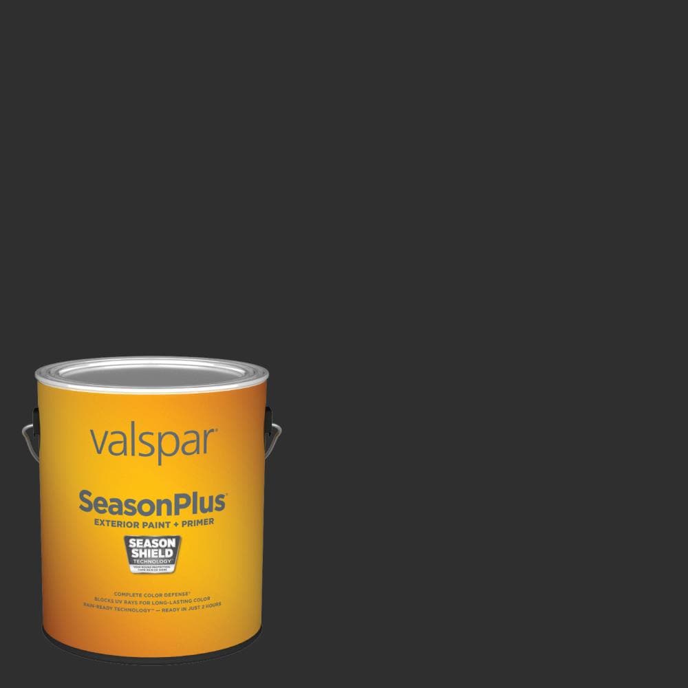 Valspar SeasonFlex Satin Dark Kettle Black 4011-2 Latex Exterior Paint +  Primer (1-Gallon) in the Exterior Paint department at