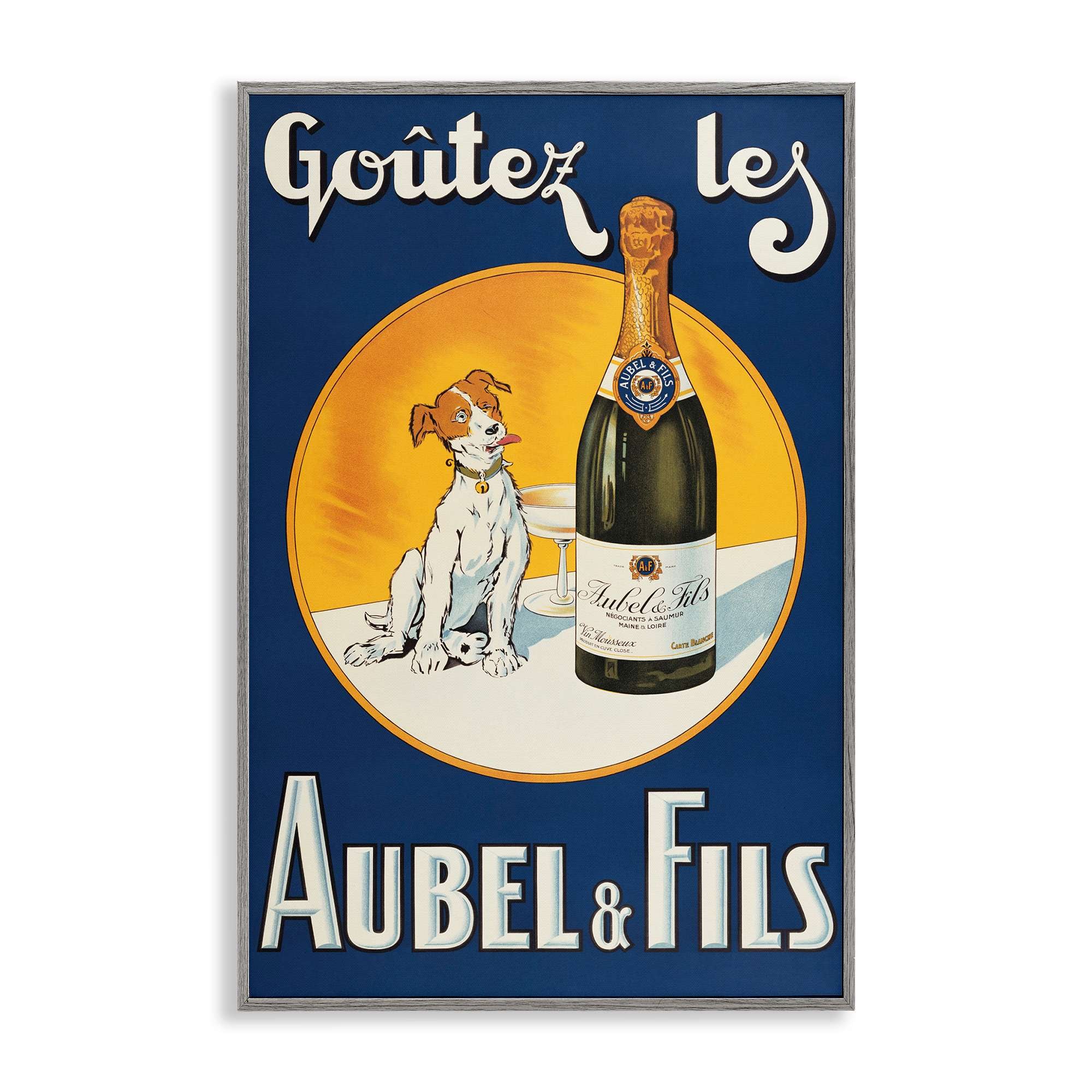 Stupell Industries BT-383-GFF-16X24 Dog and Wine Advertisement Gray Framed Giclee Art By Marcus Jules 16 x 24