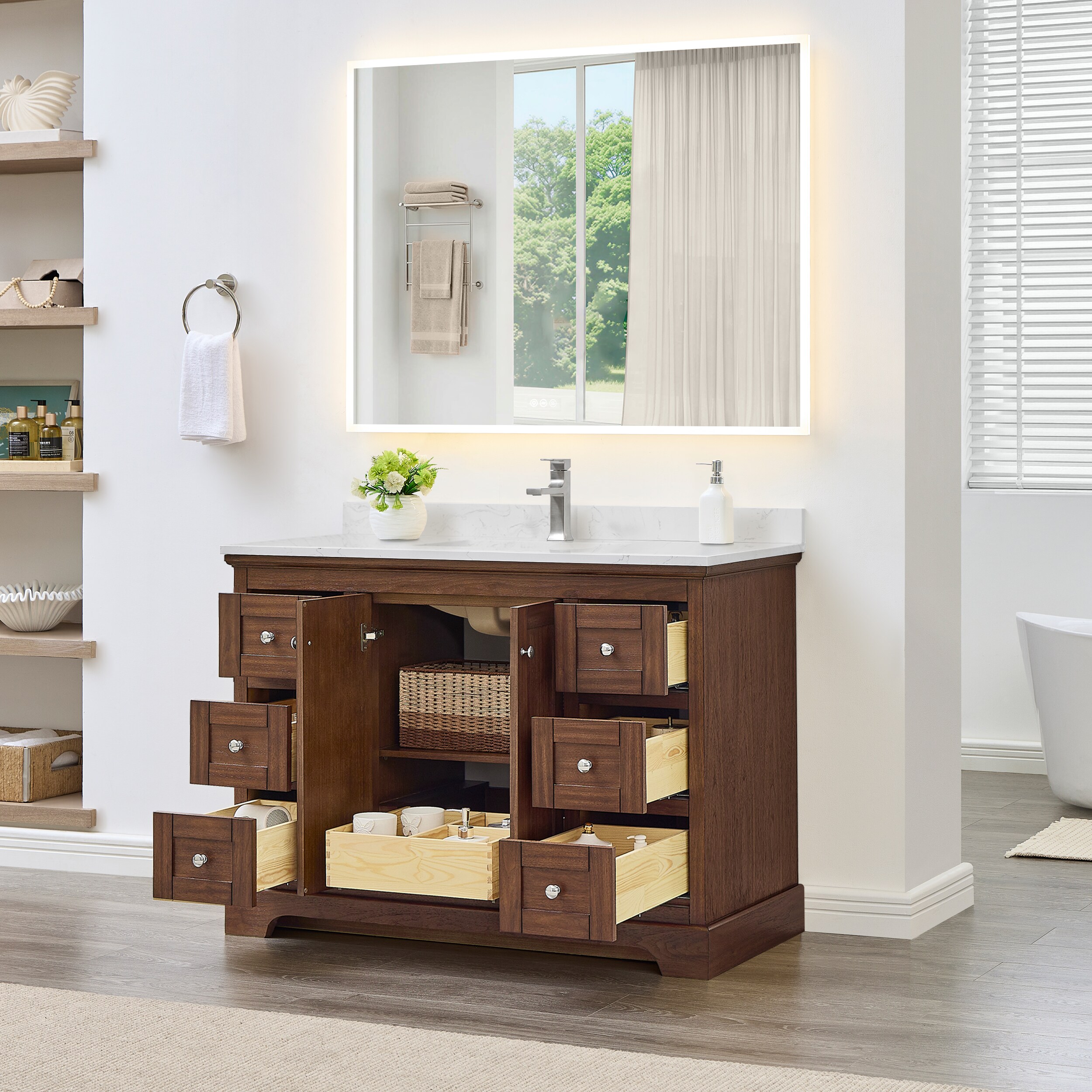 Wyndham Collection Avery 48 Inch Single Bathroom Vanity in Dark Walnut ...