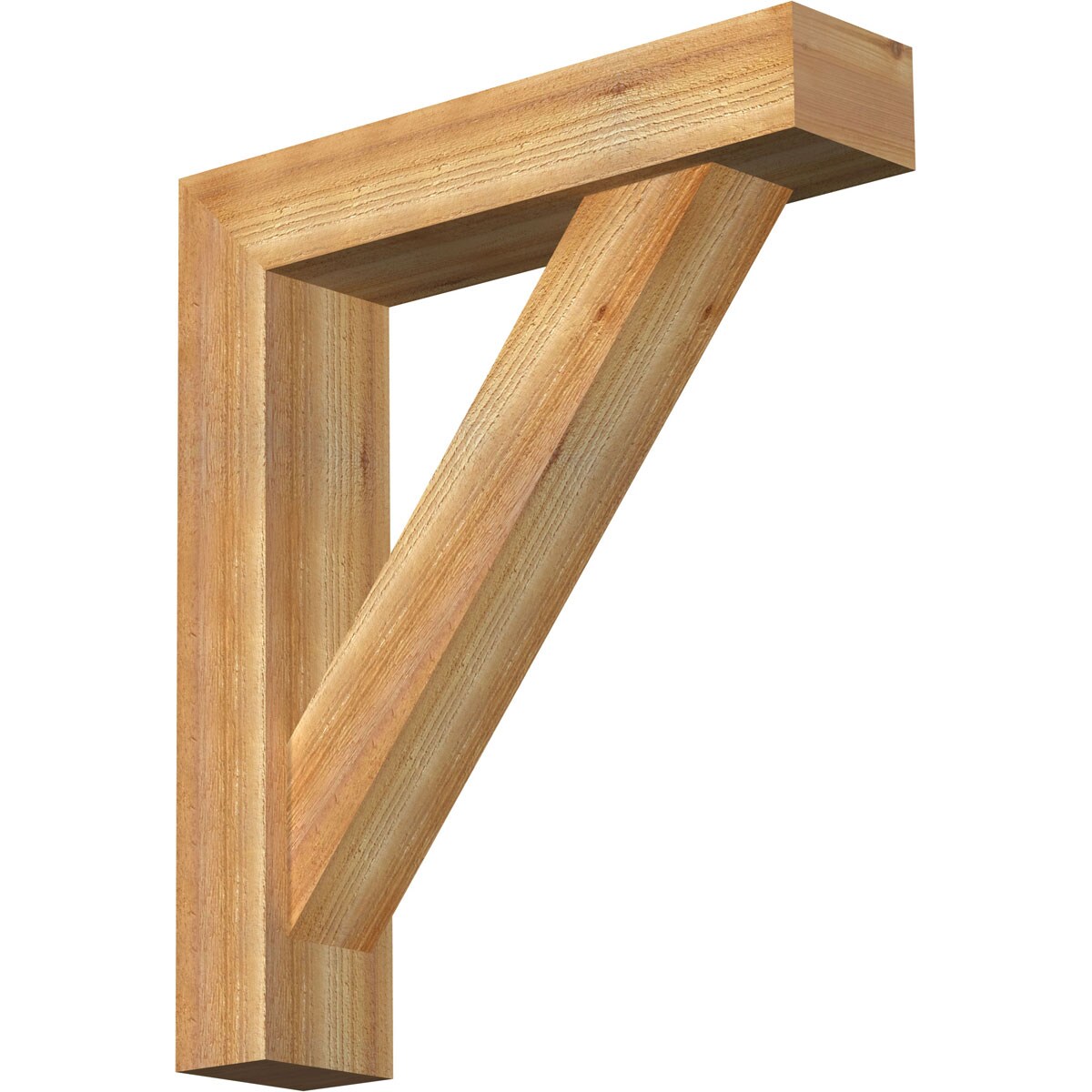 Ekena Millwork 1464750 Traditional Block Rough Sawn Bracket with Offset Brace 6-in x 26-in x 30-in Western red cedar Brown Wood Standard bracket