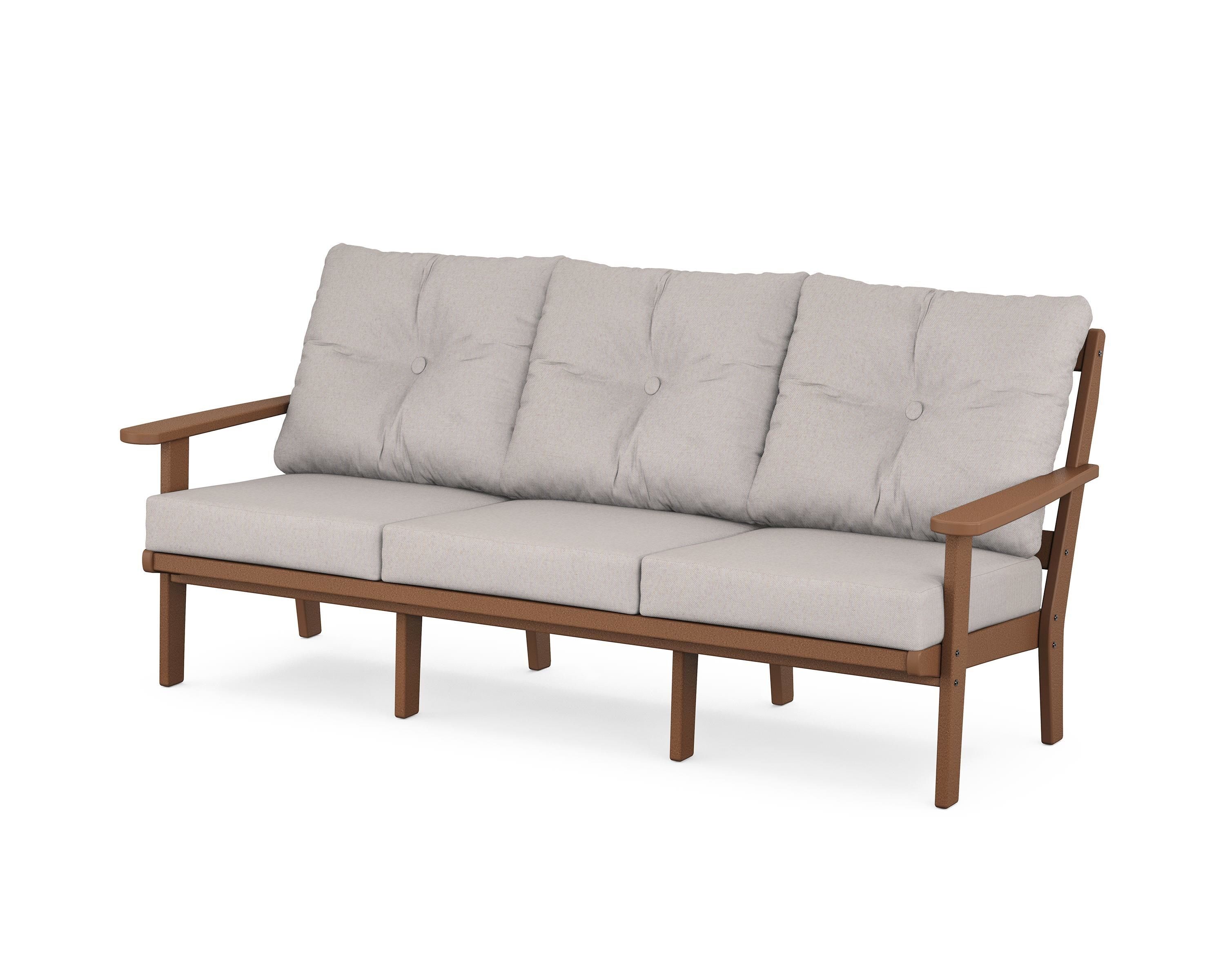 Trex Outdoor Furniture TX4433-TH145999 Cape Cod Outdoor Sofa with Tan Cushions and Plastic Frame