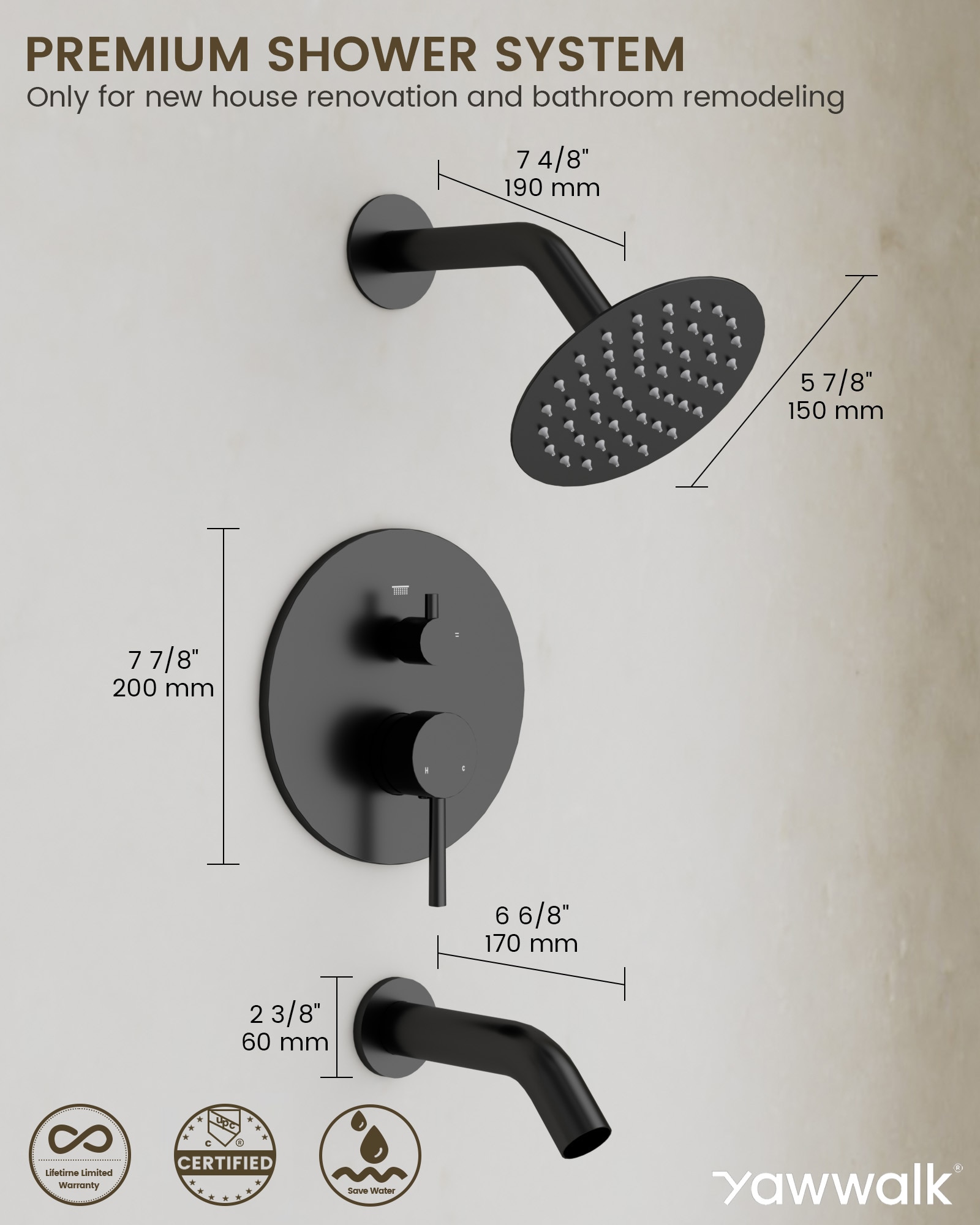 YAWWALK Y11W73-MB Tub-Shower-Faucets - View #8