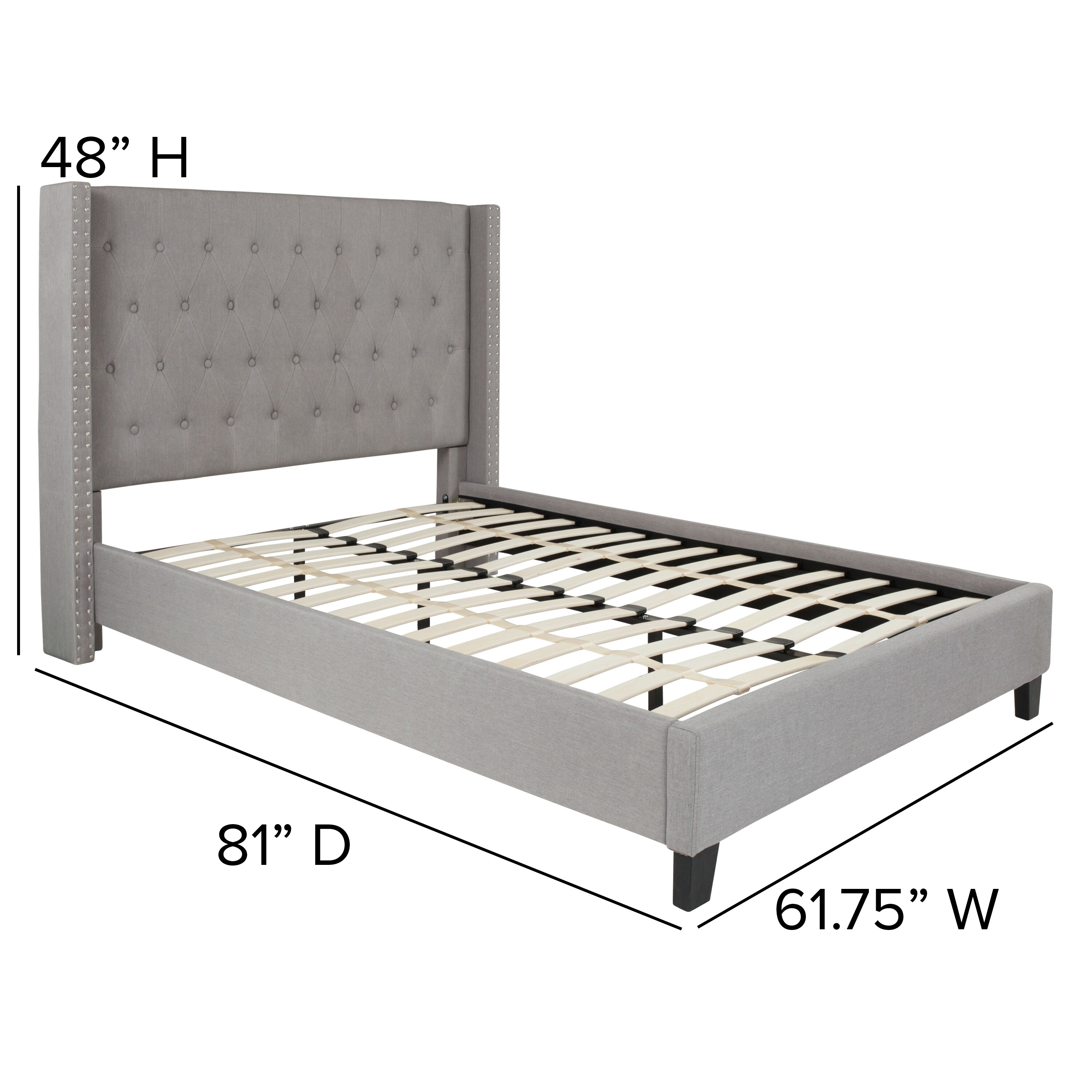 Riverdale Light Gray Full-Size Tufted Nailhead Trim Upholstered Bed